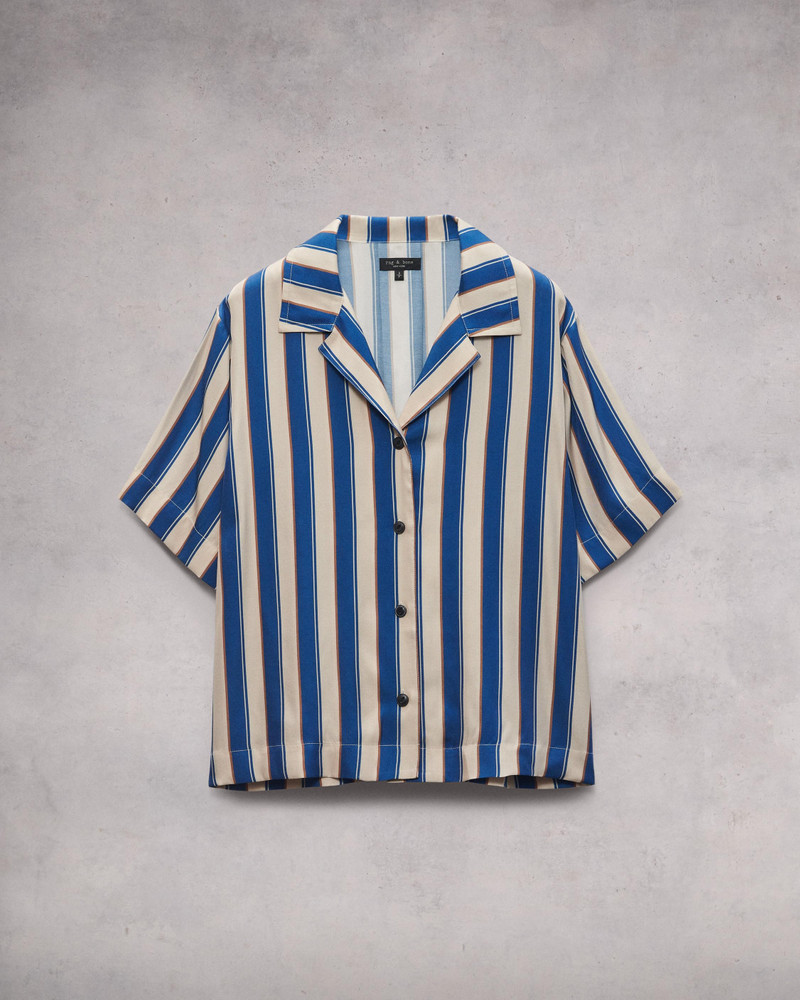 Declan Striped Silk Shirt Relaxed Fit Button Down - 1