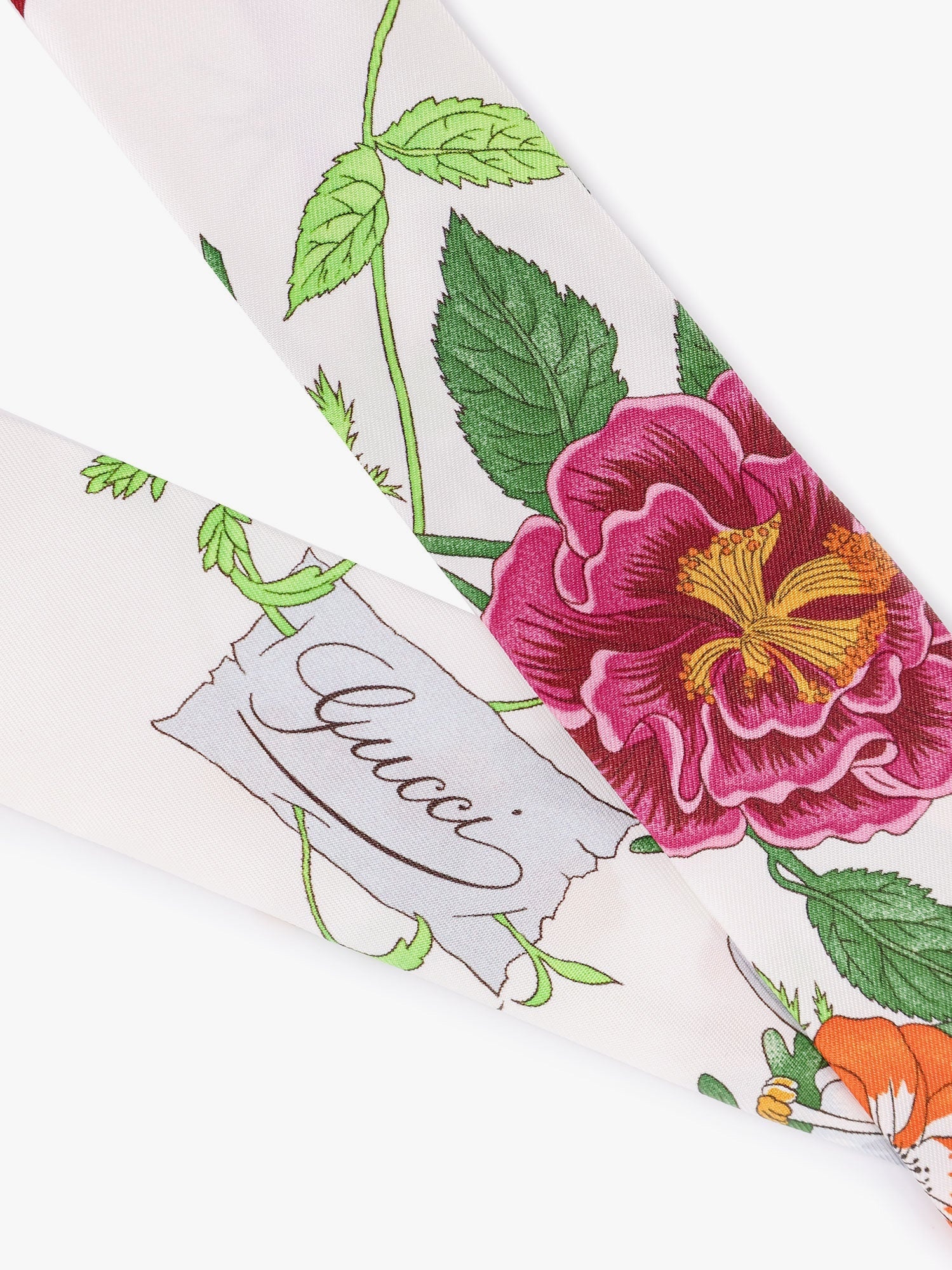 Gucci Gucci Flora Printed Silk Twill Neck Bow - 3