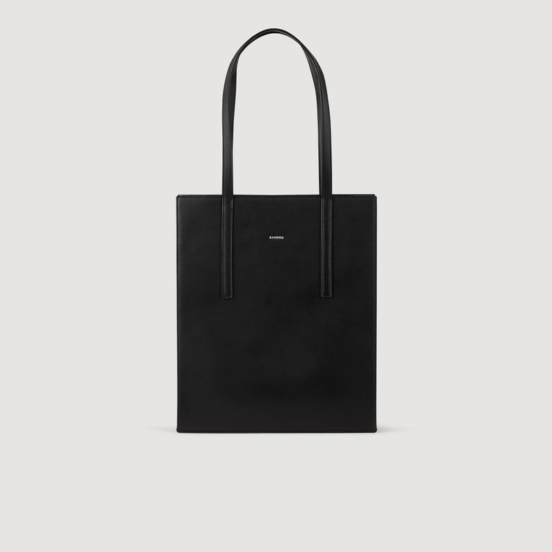 Plain leather tote bag 1