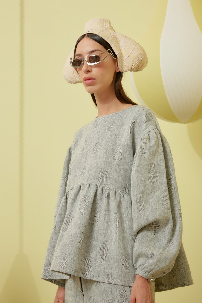 HENRIK VIBSKOV BOWL BLOUSE - GREY MELANGE GLOVES outlook