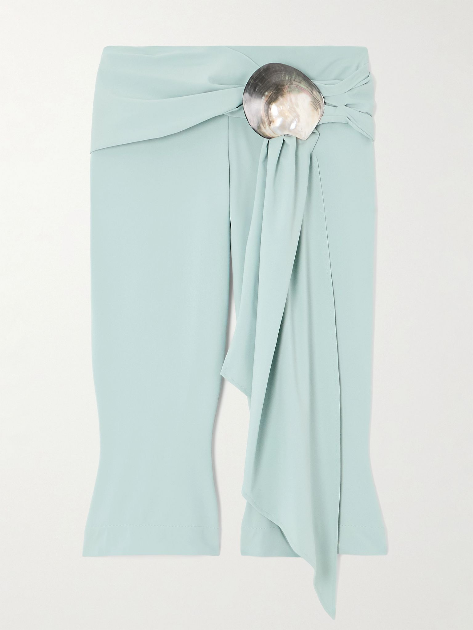 Cropped embellished stretch recycled-satin skinny pants Blue - 1