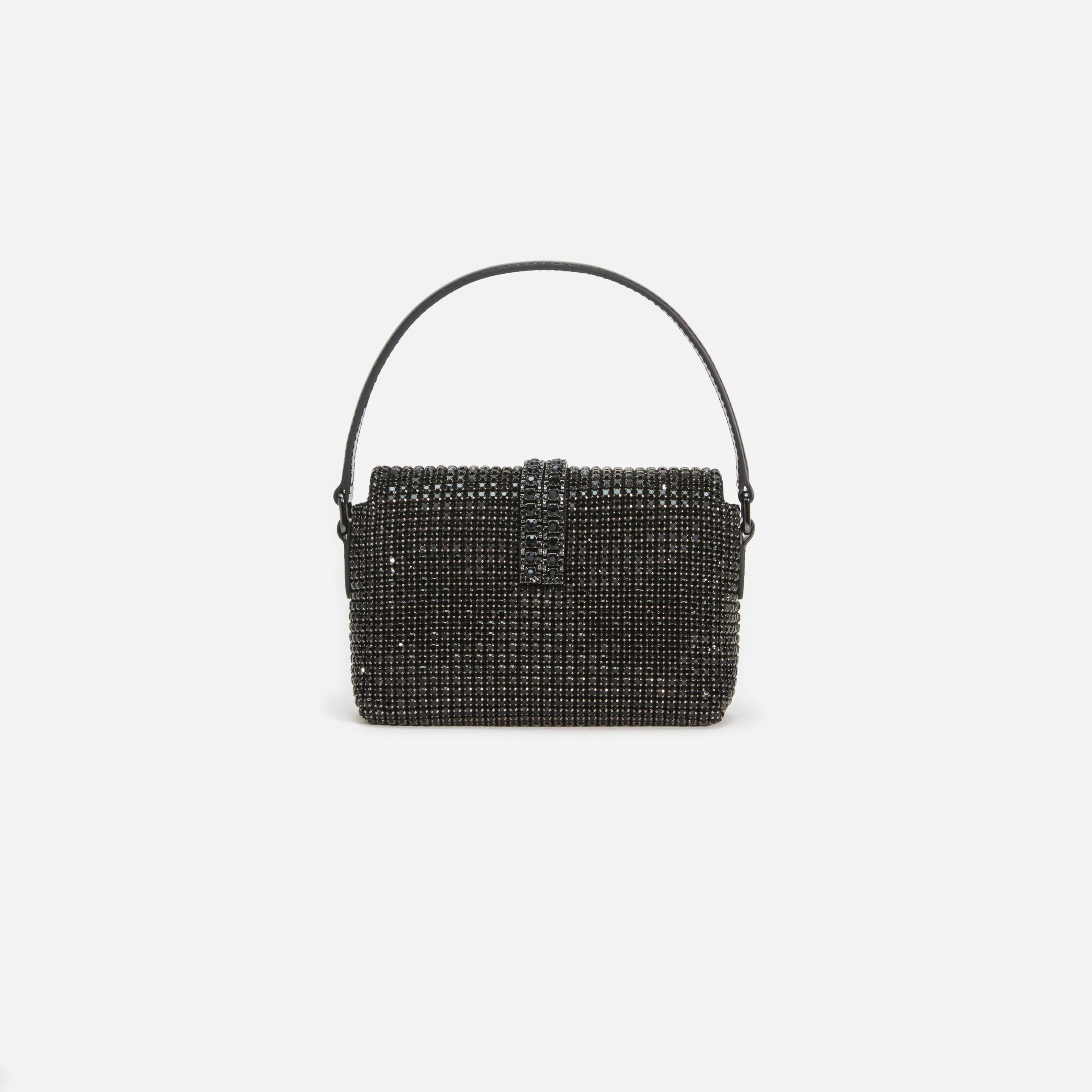 Black Rhinestone Chainmail Micro Bag - 3