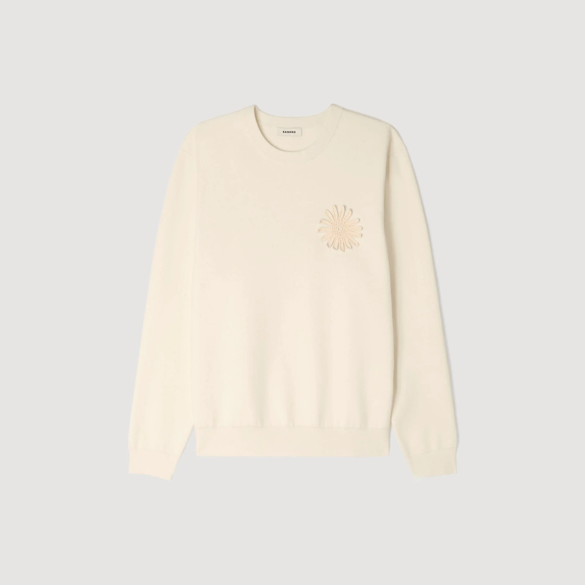 CROCHET FLOWER KNIT SWEATSHIRT - 1