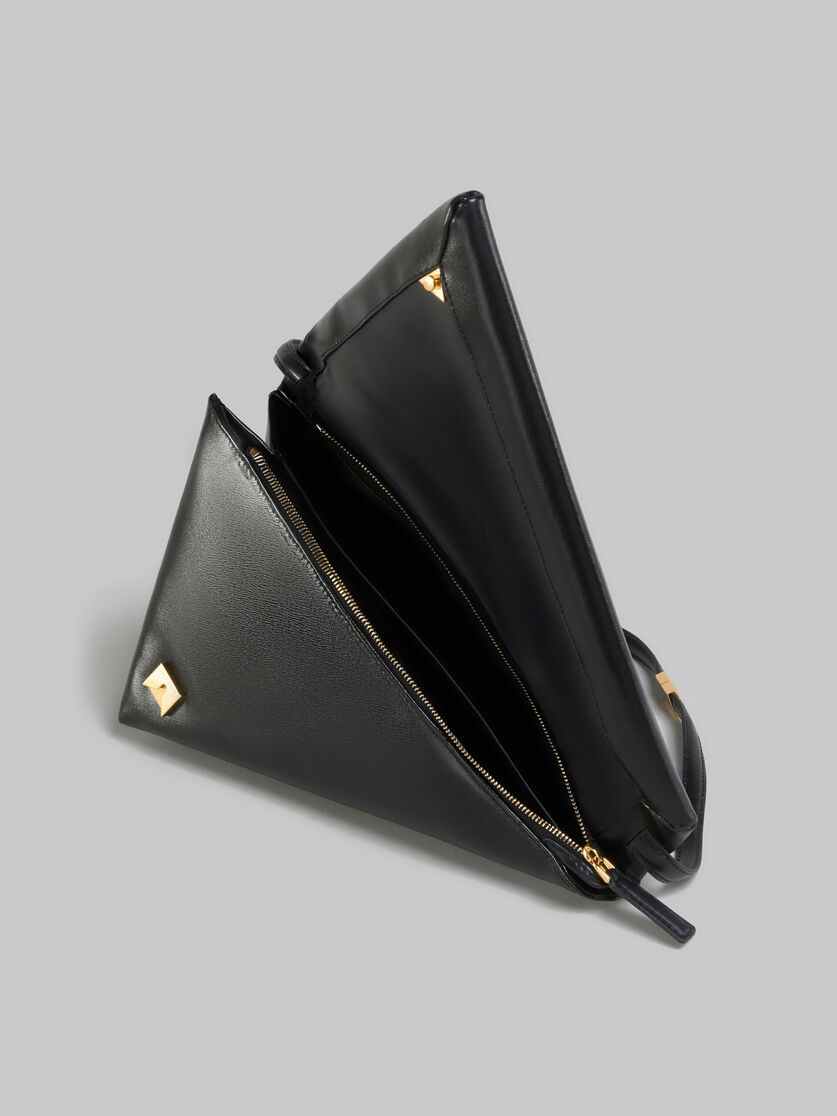 BLACK LEATHER PRISMA TRIANGLE BAG - 4