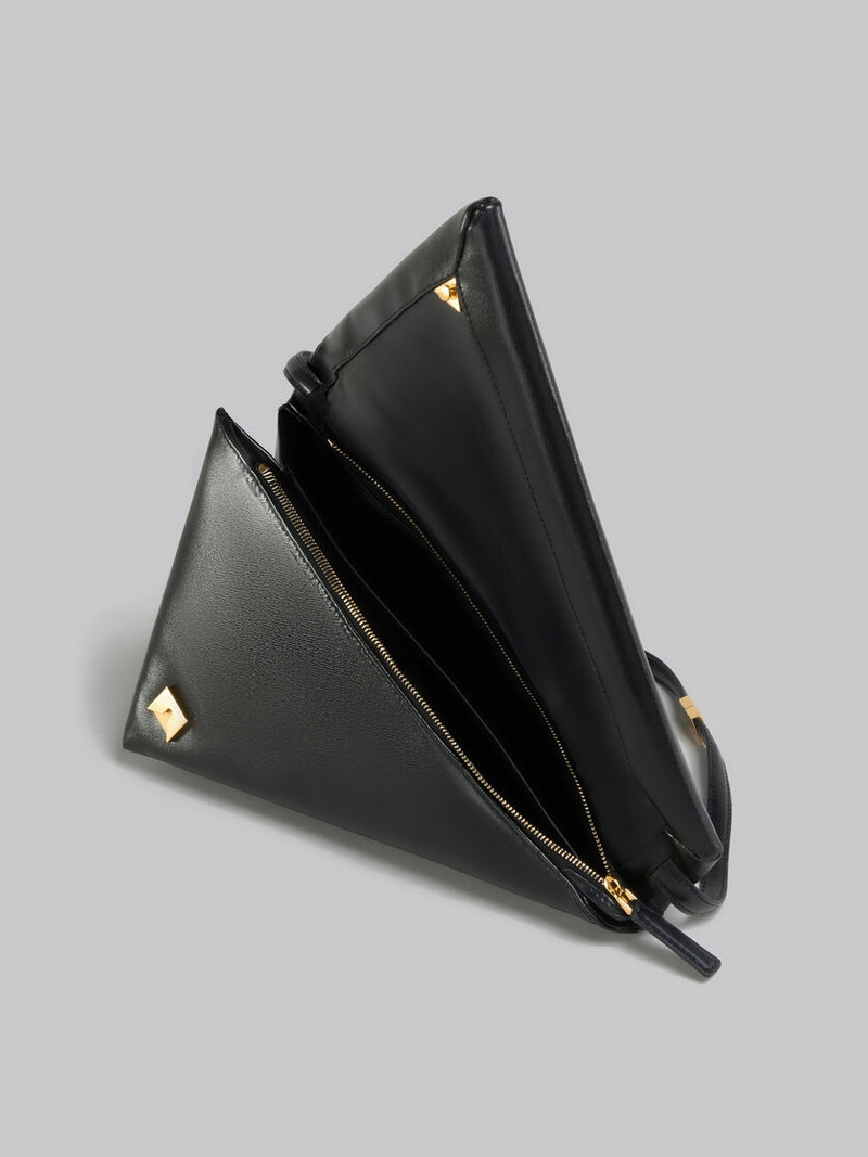 BLACK LEATHER PRISMA TRIANGLE BAG 4
