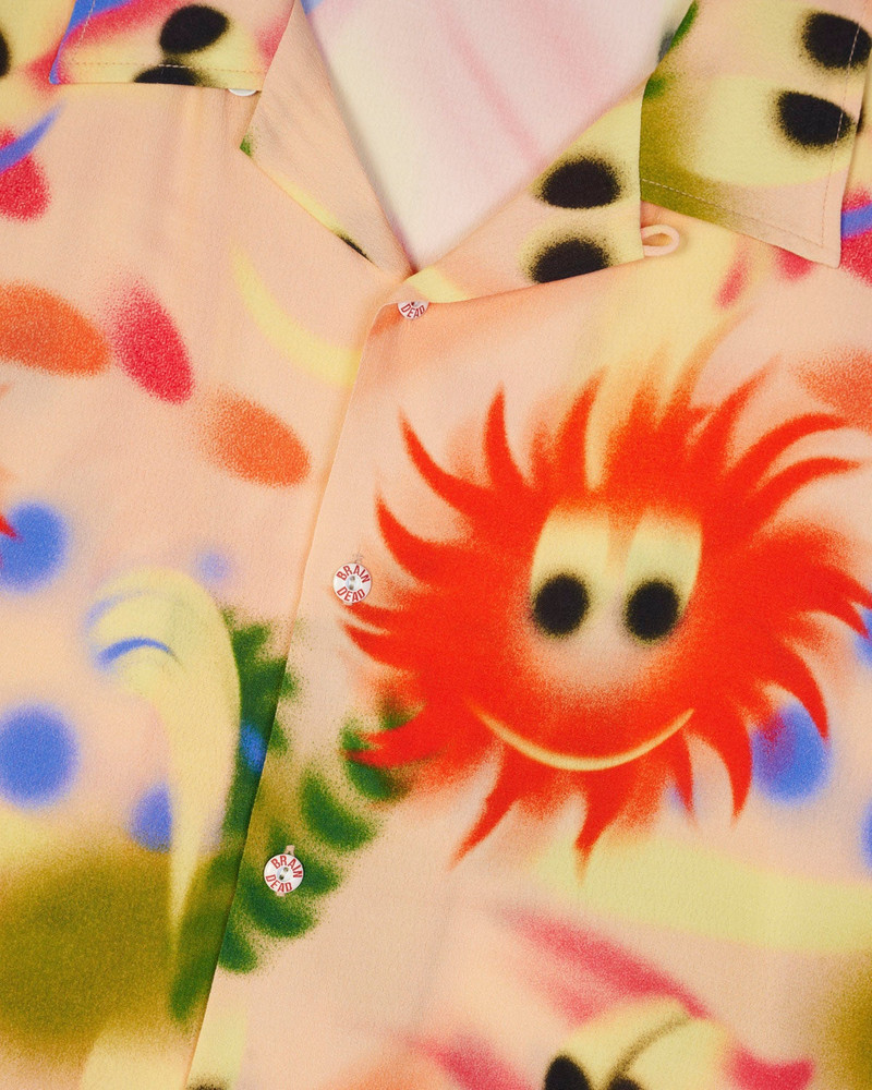 Fuzzy Friends Short Sleeve Button Up Shirt - Pink Multi 3