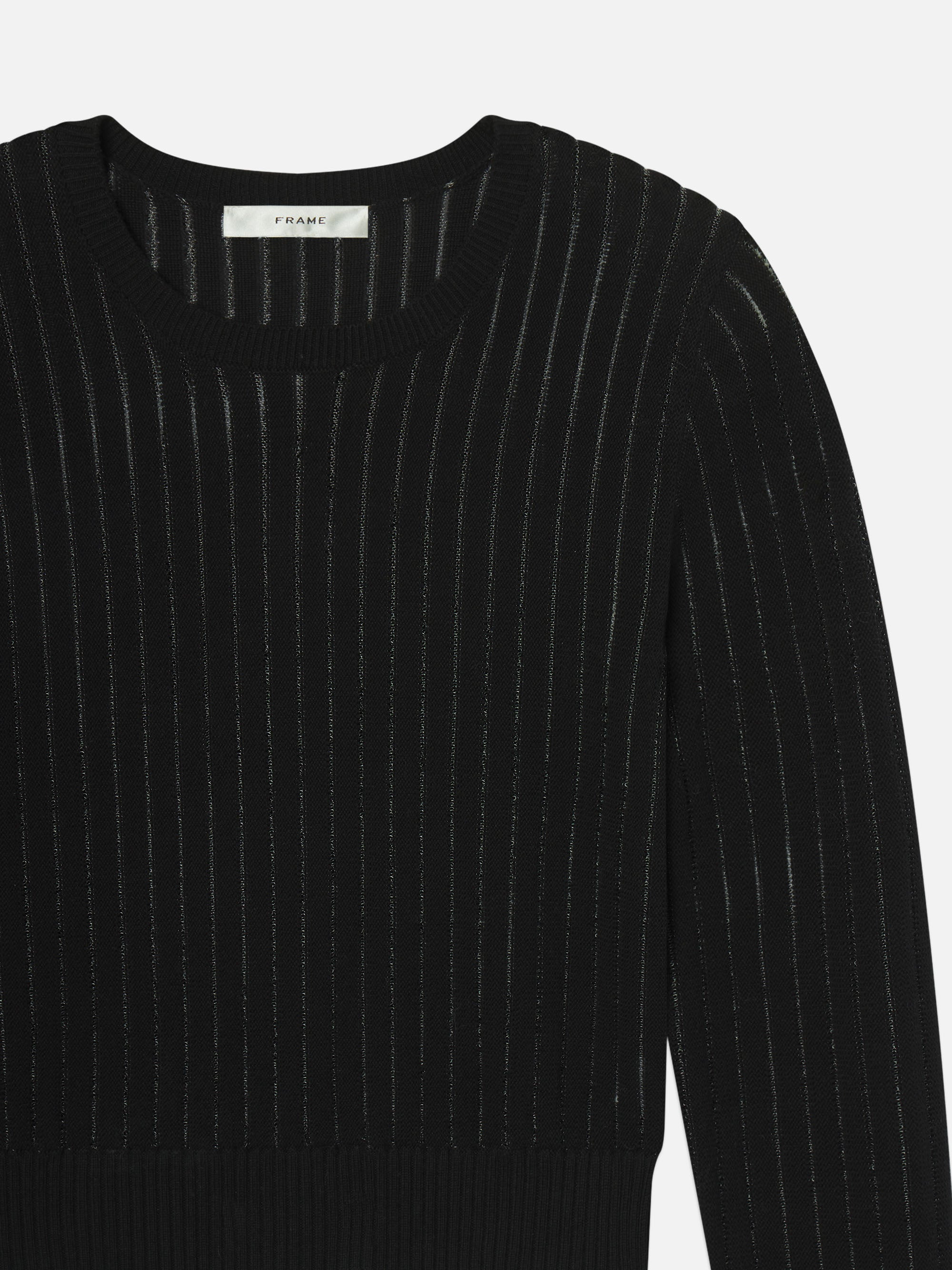 The Sheer Stripe Sweater in Black - 3