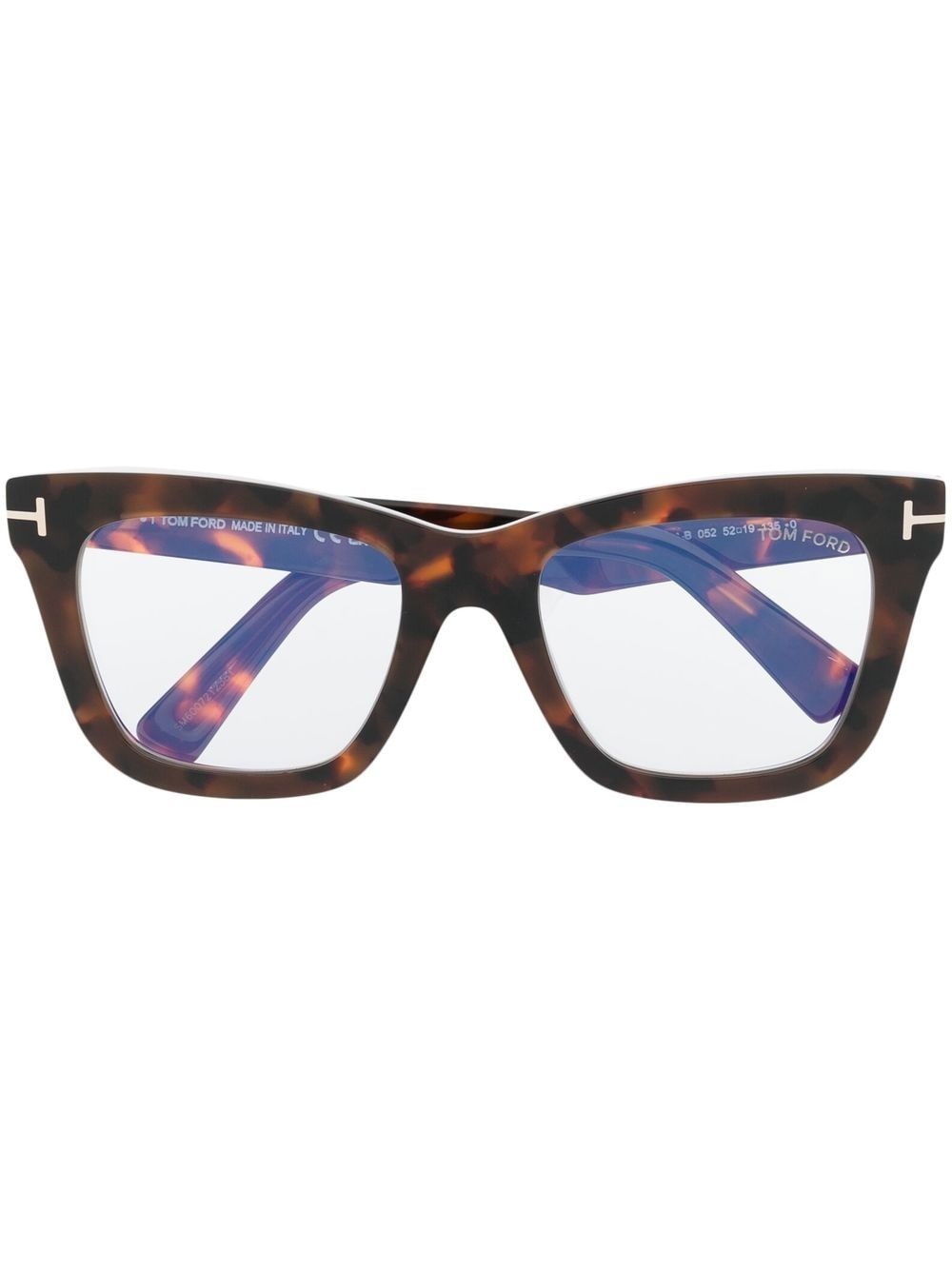 tortoiseshell logo-arm glasses - 1