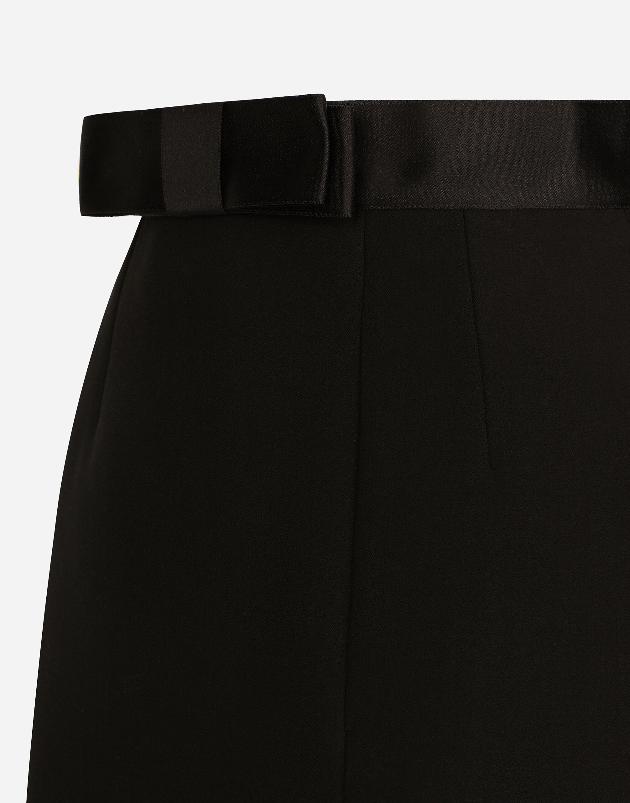 Wool midi pencil skirt with satin waistband - 7