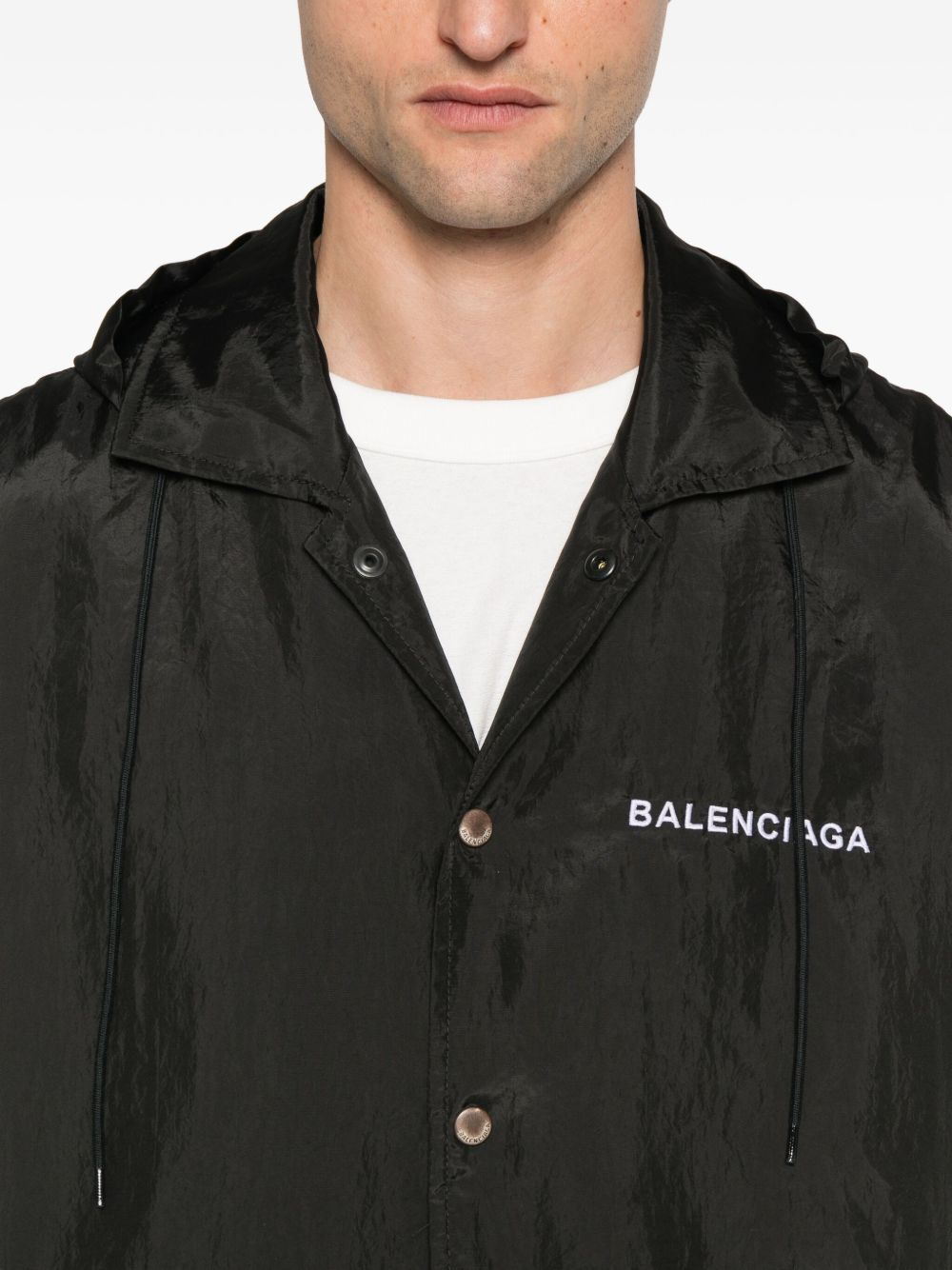 hooded logo-embroidered jacket - 5