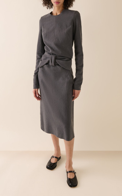 Maison Margiela Gathered Wool-Cotton Midi Dress grey outlook