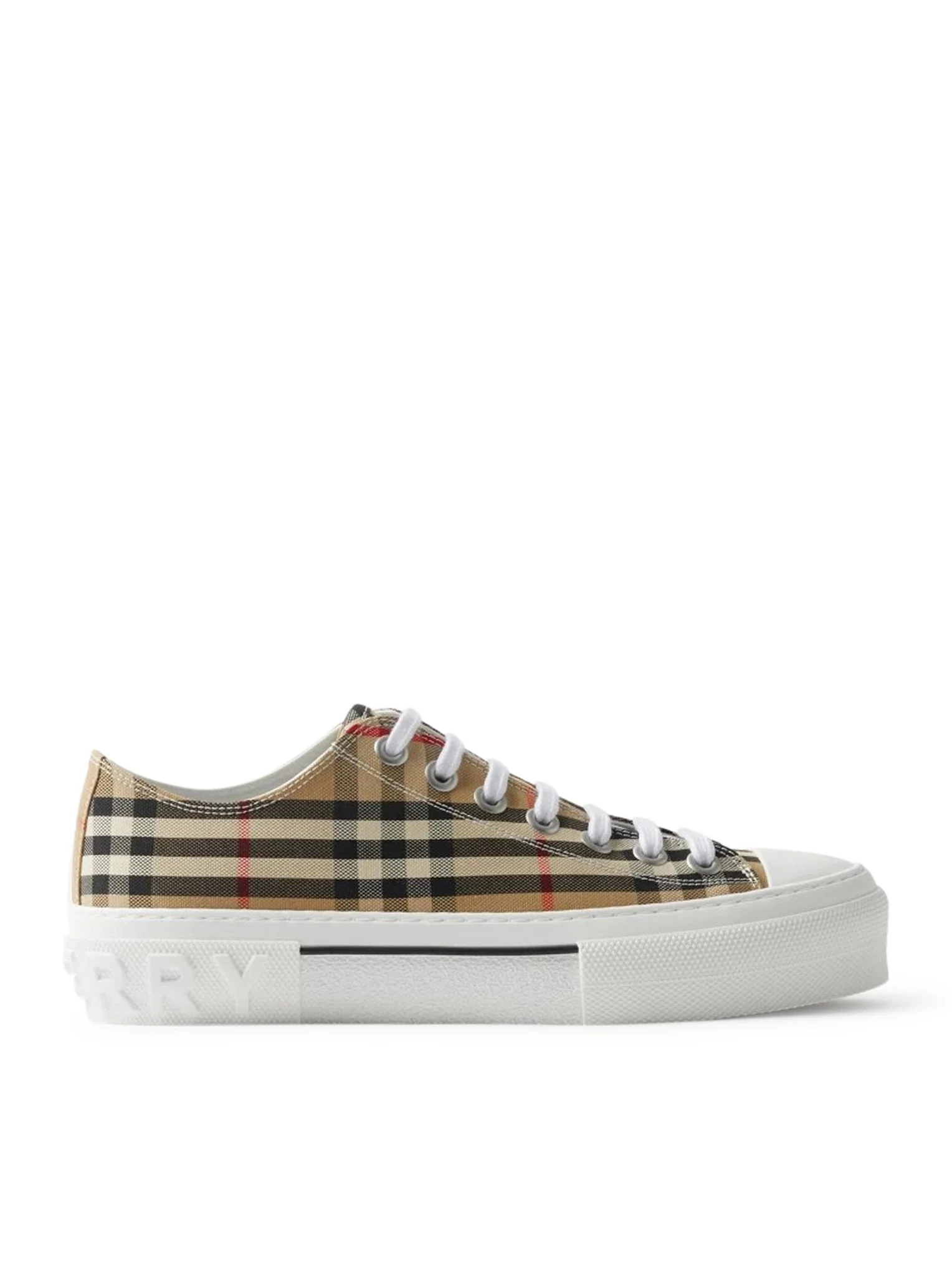 CHECKED COTTON SNEAKERS - 1
