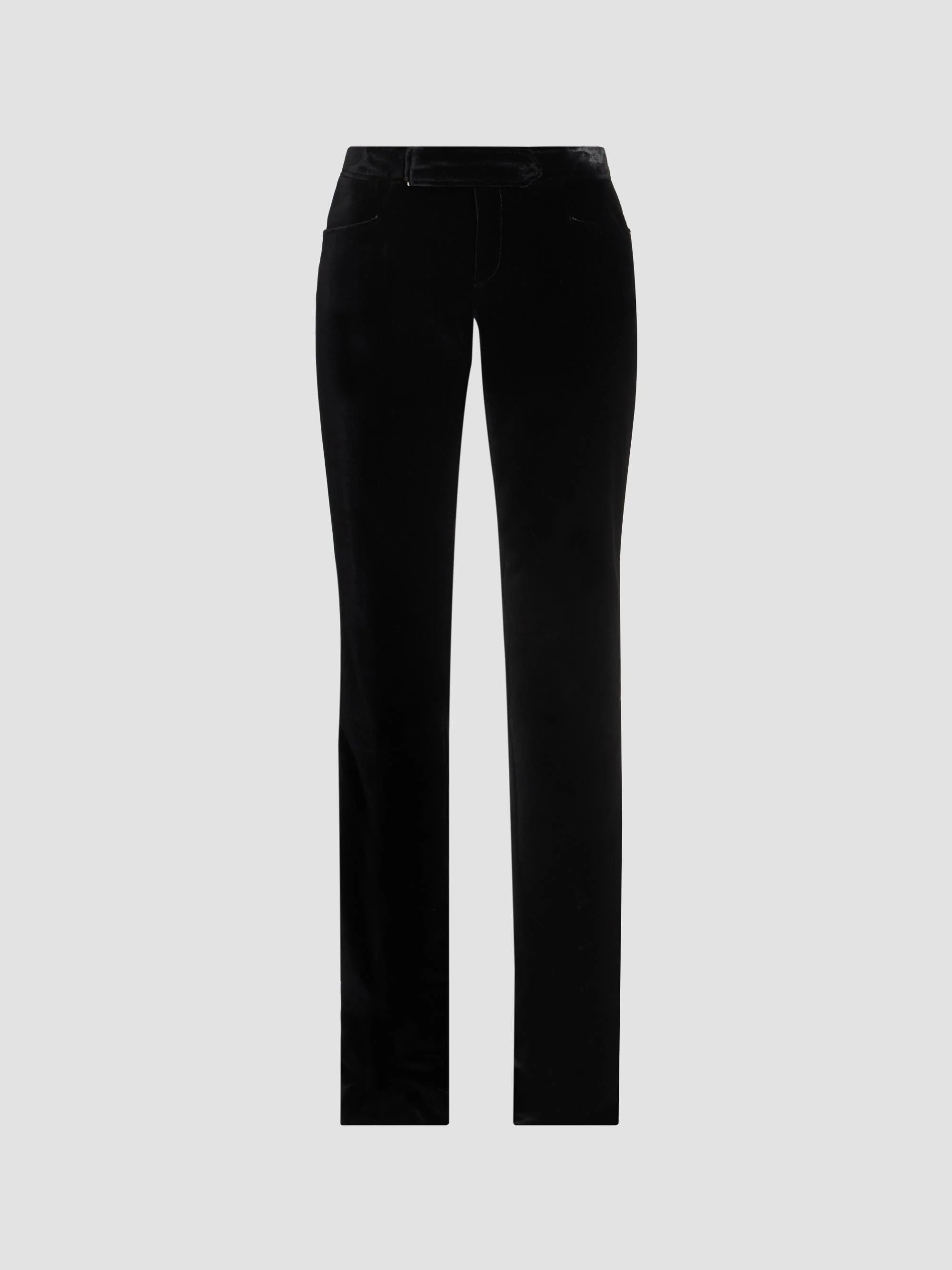 Women's Velvet Tailored Straight-Leg Pants - Noir - 1