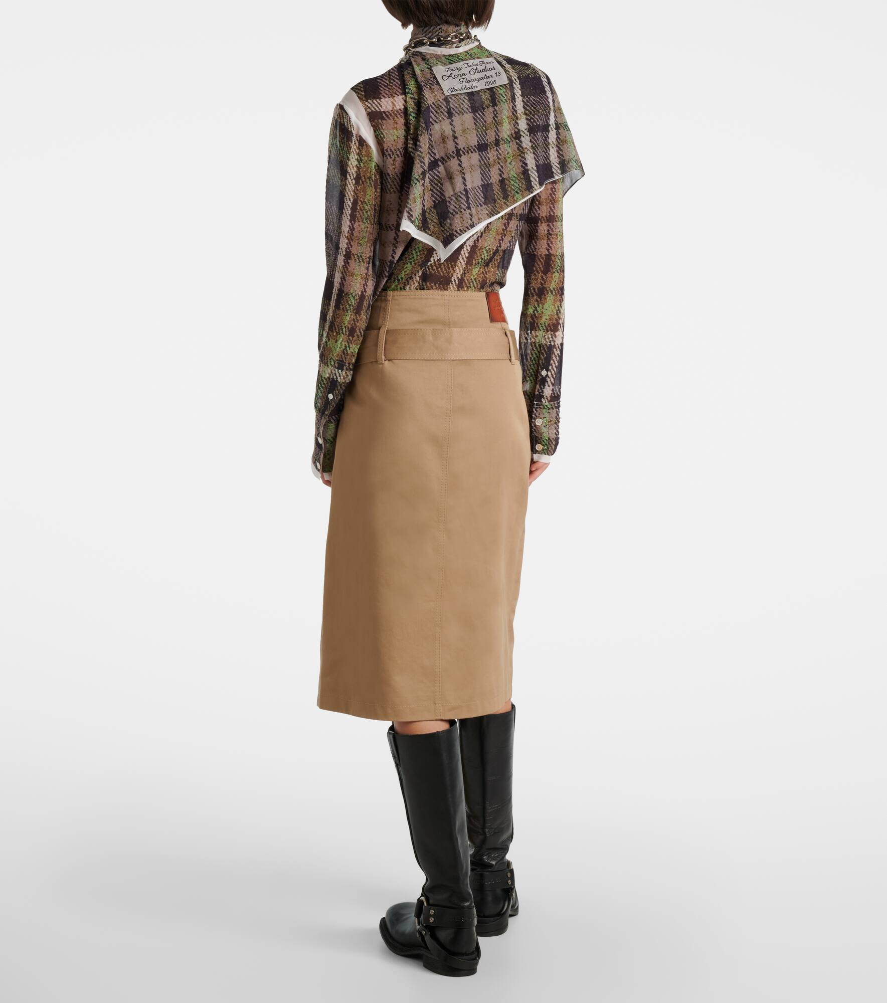 Innara belted cotton twill midi skirt - 3