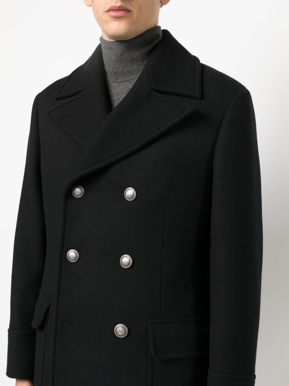 double-breasted wool-blend coat - 5