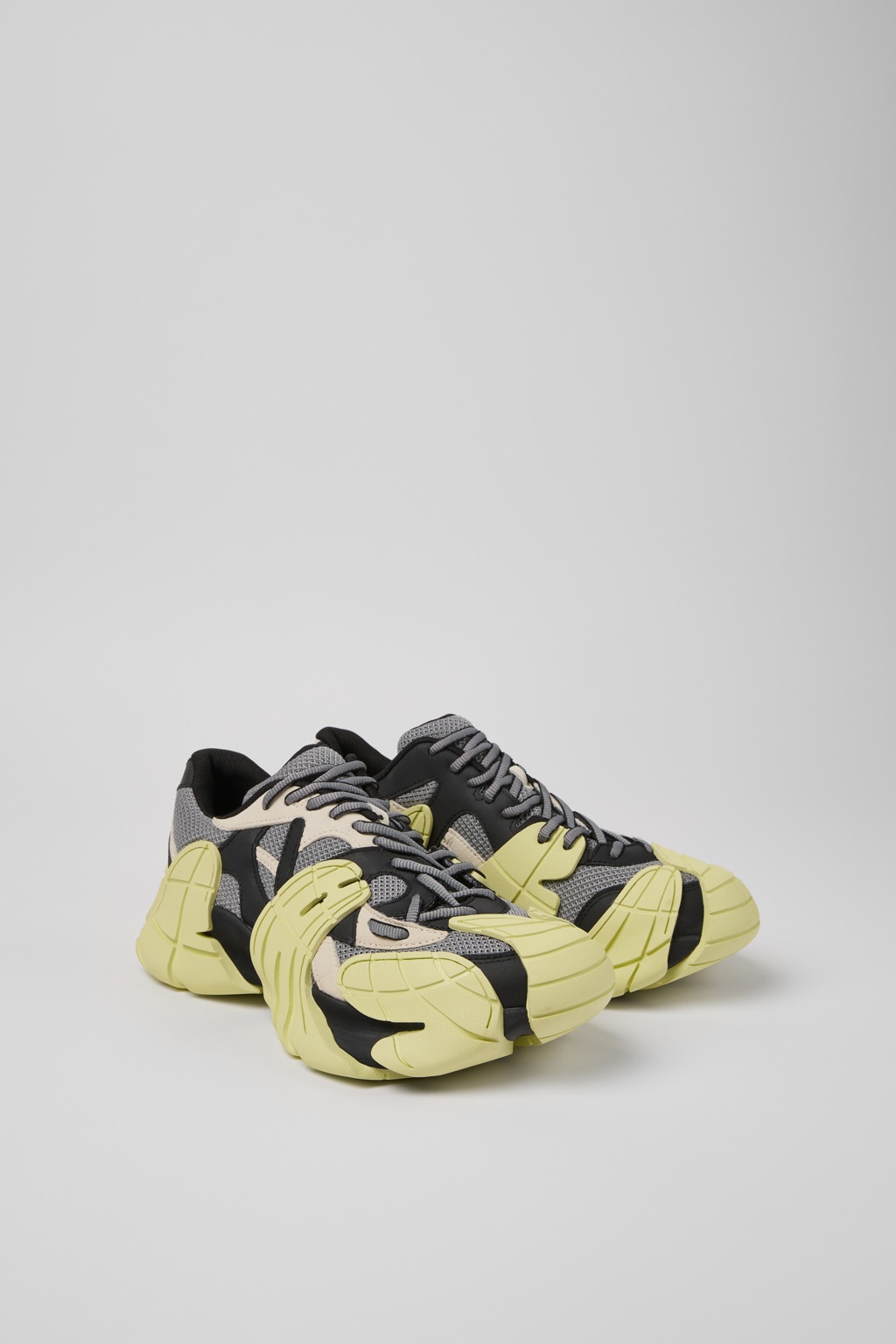 Gray and Black-White Textile Sneakers - 2