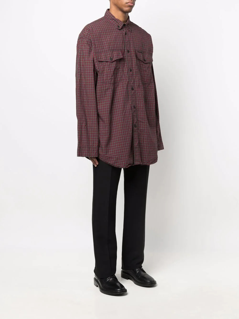 oversized tartan check shirt - 4