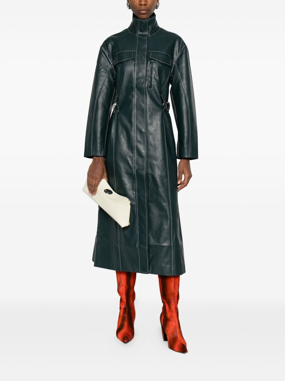 contrast-stitch coat - 2