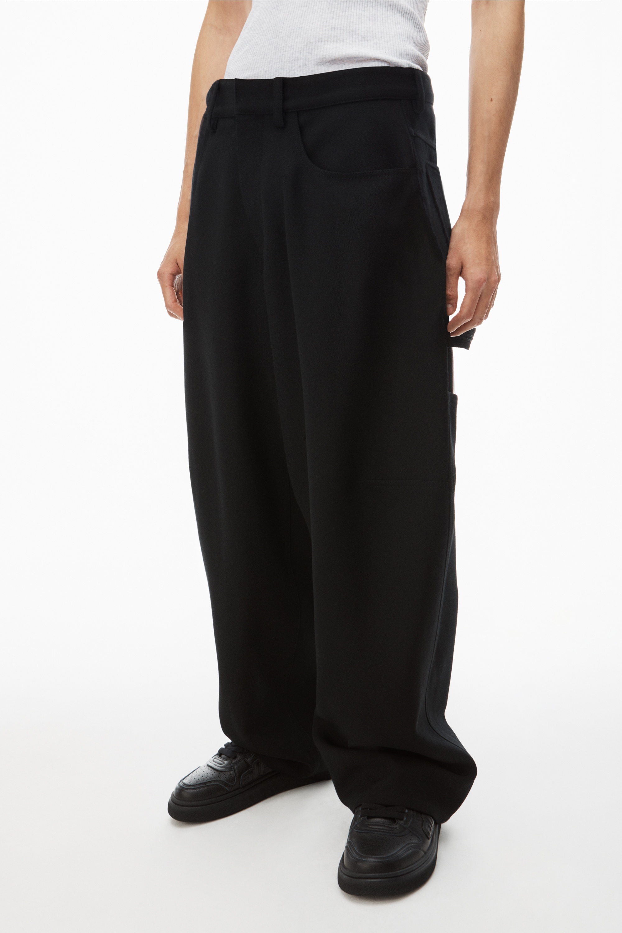 engineered carpenter pants in wool - 3