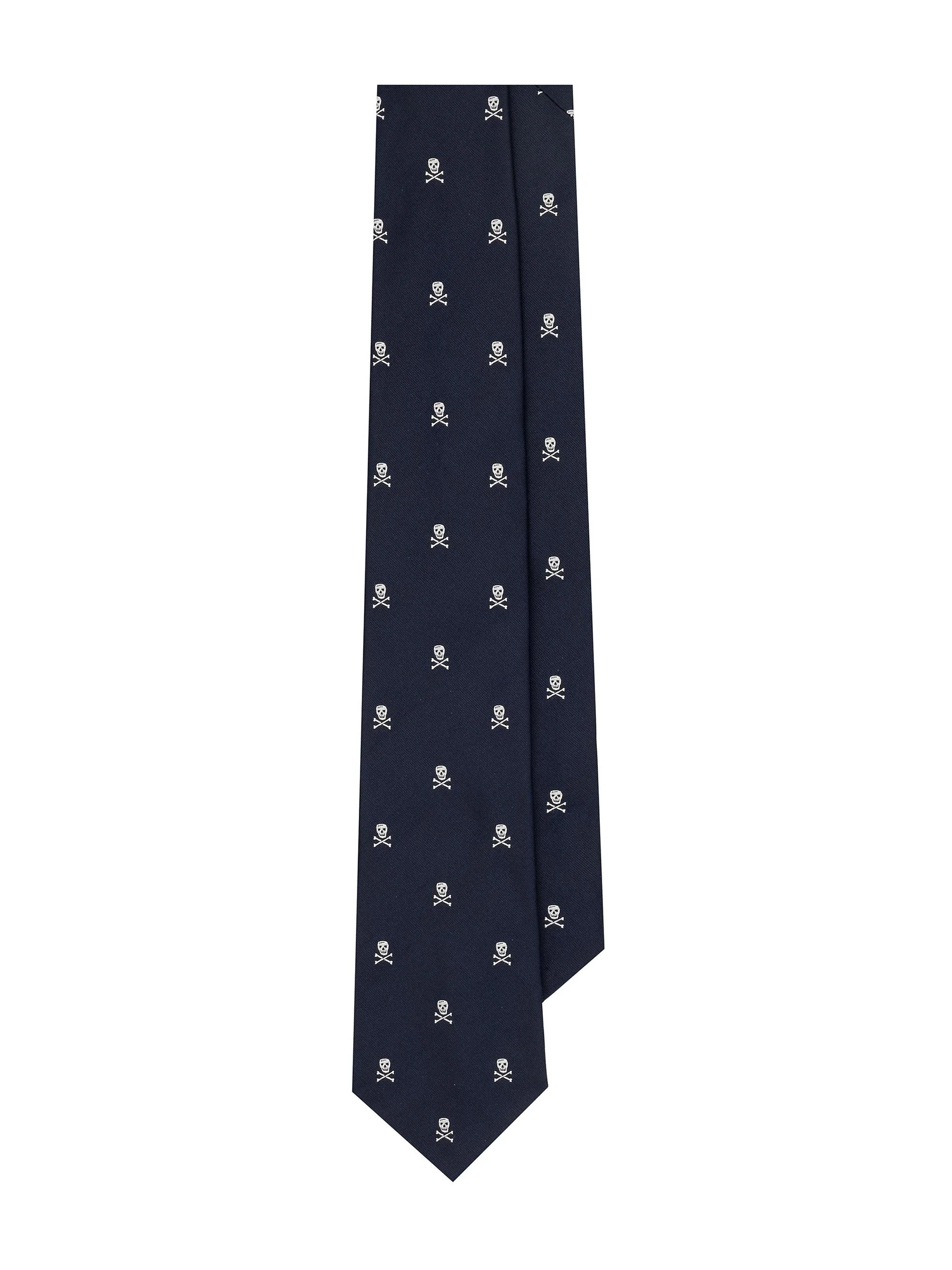 Men's Skull Crossbones Silk Tie - Navy - 1