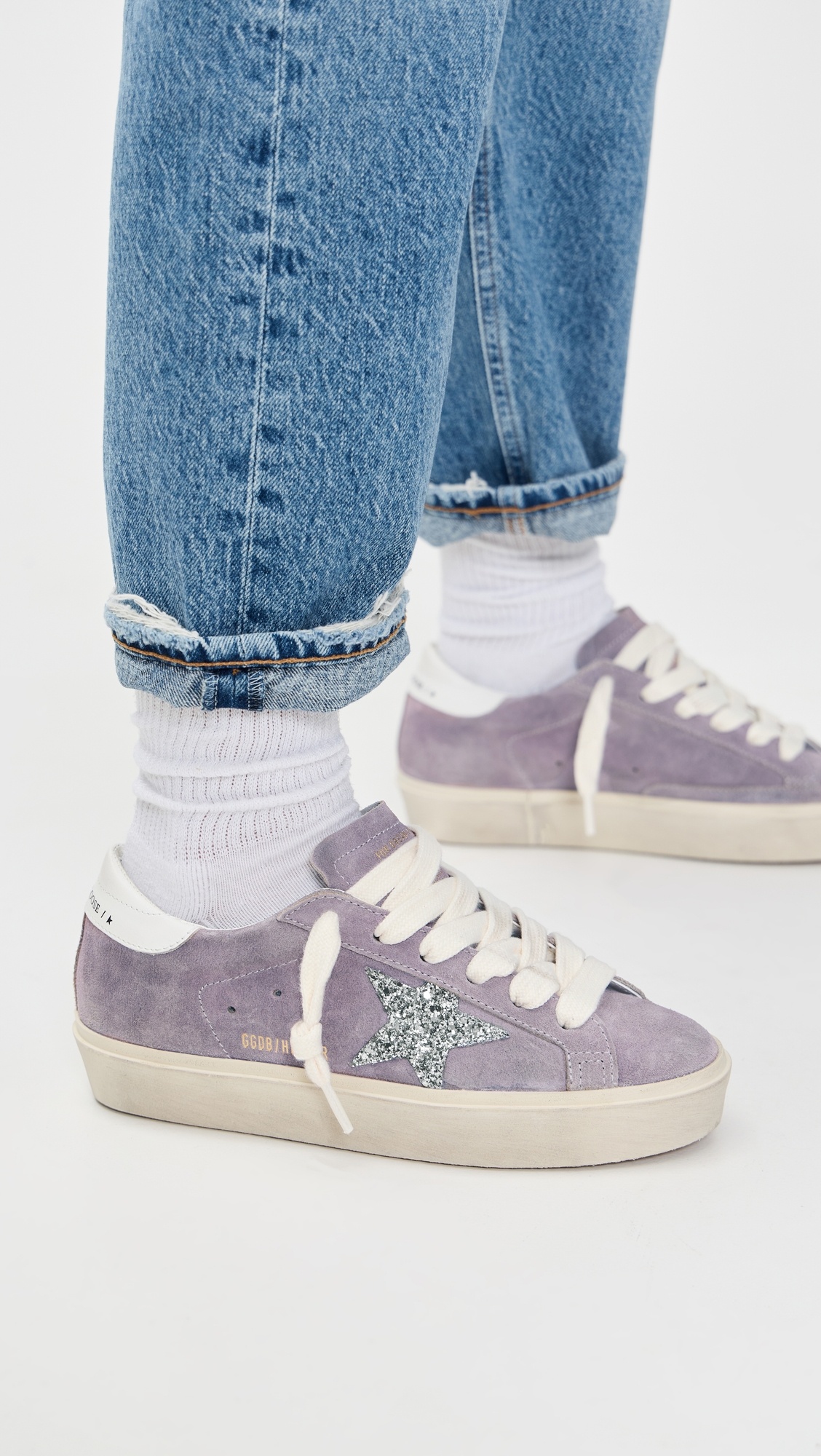 Hi Star Suede Upper and Toe Glitter Star Leather Heels - 2