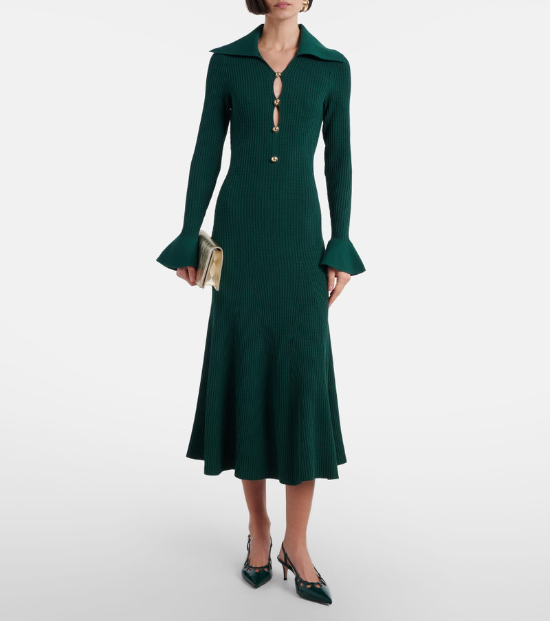 self-portrait Ribbed-knit midi dress outlook