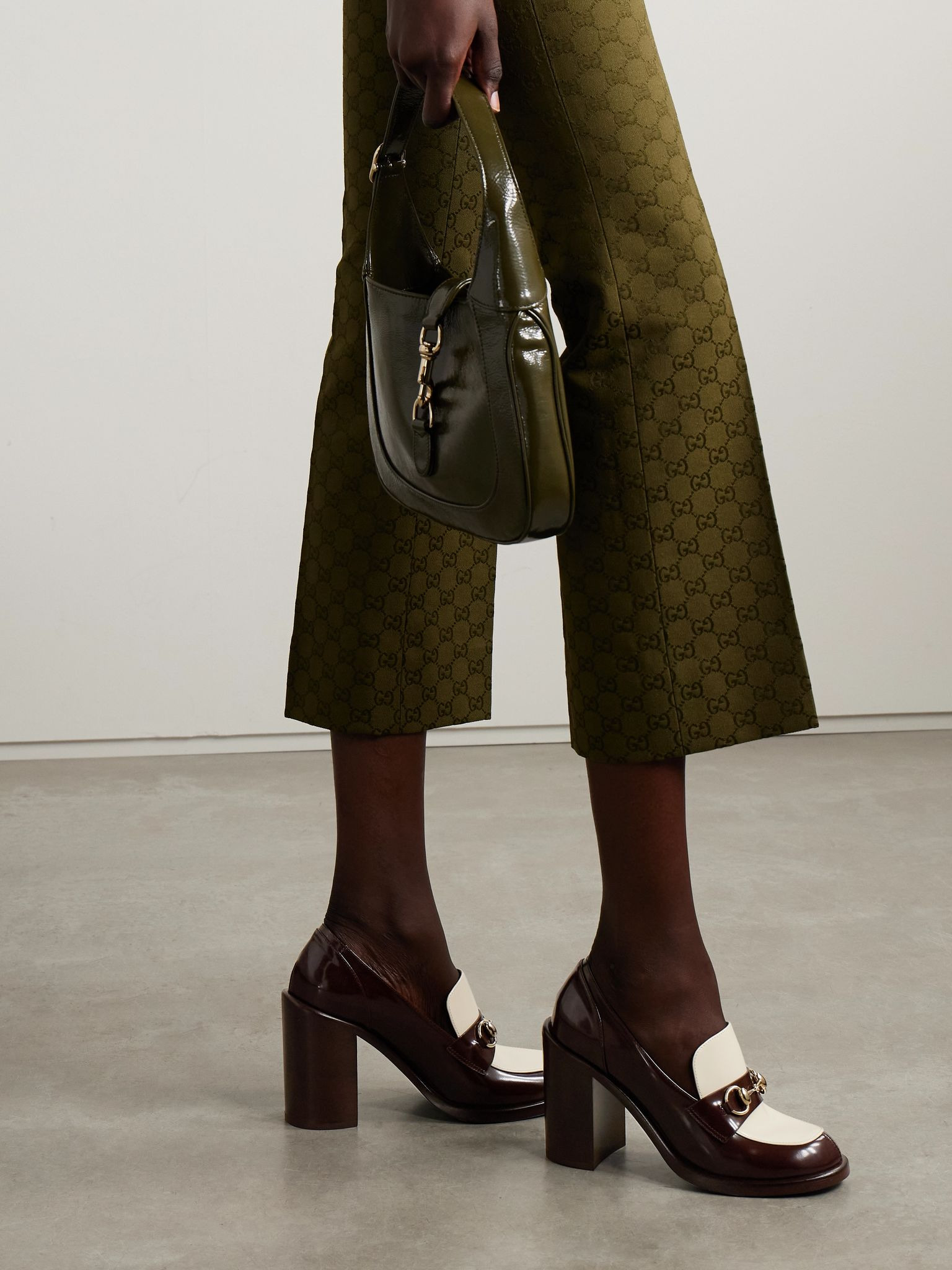 Savoy horsebit-detailed patent-leather pumps Dark brown - 2