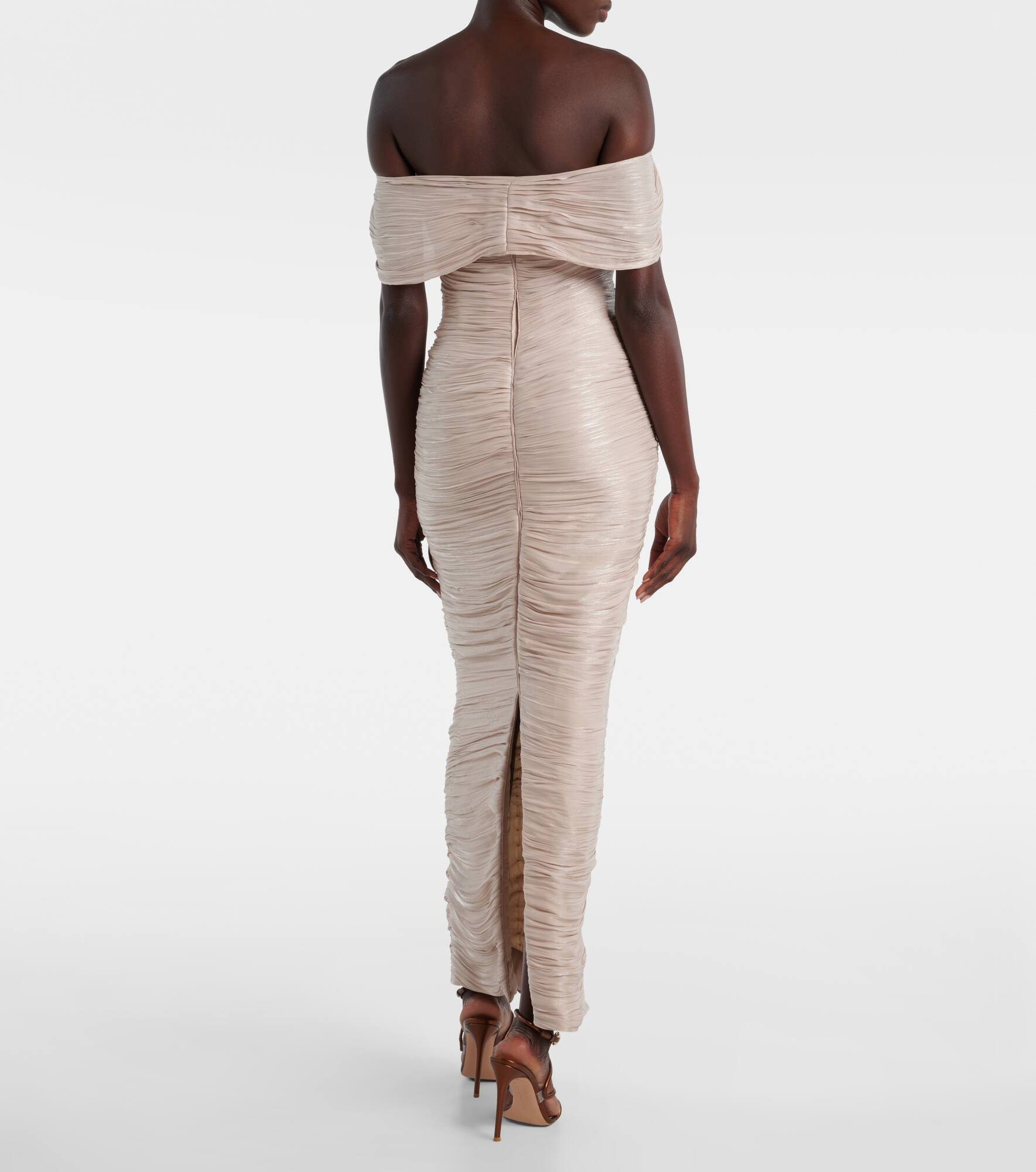 Off-shoulder pleated bustier gown - 7