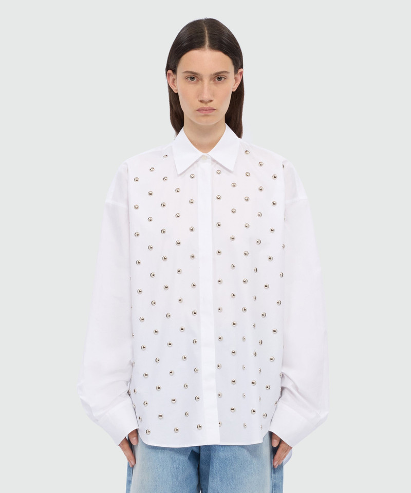 MSGM White cotton poplin shirt with studs. outlook
