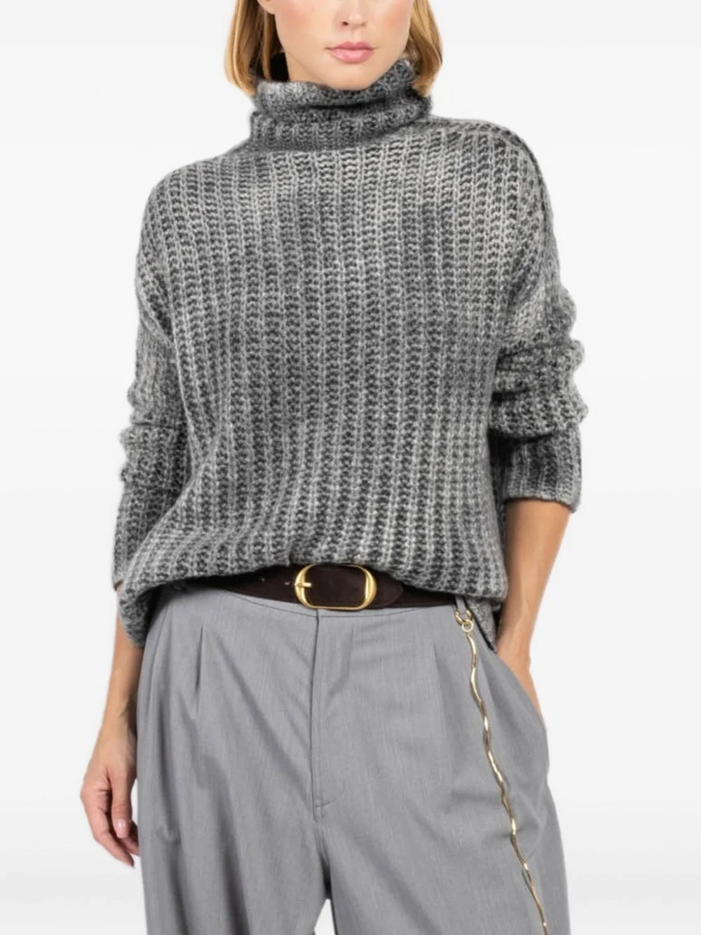 ribbed turtleneck sweater - 1