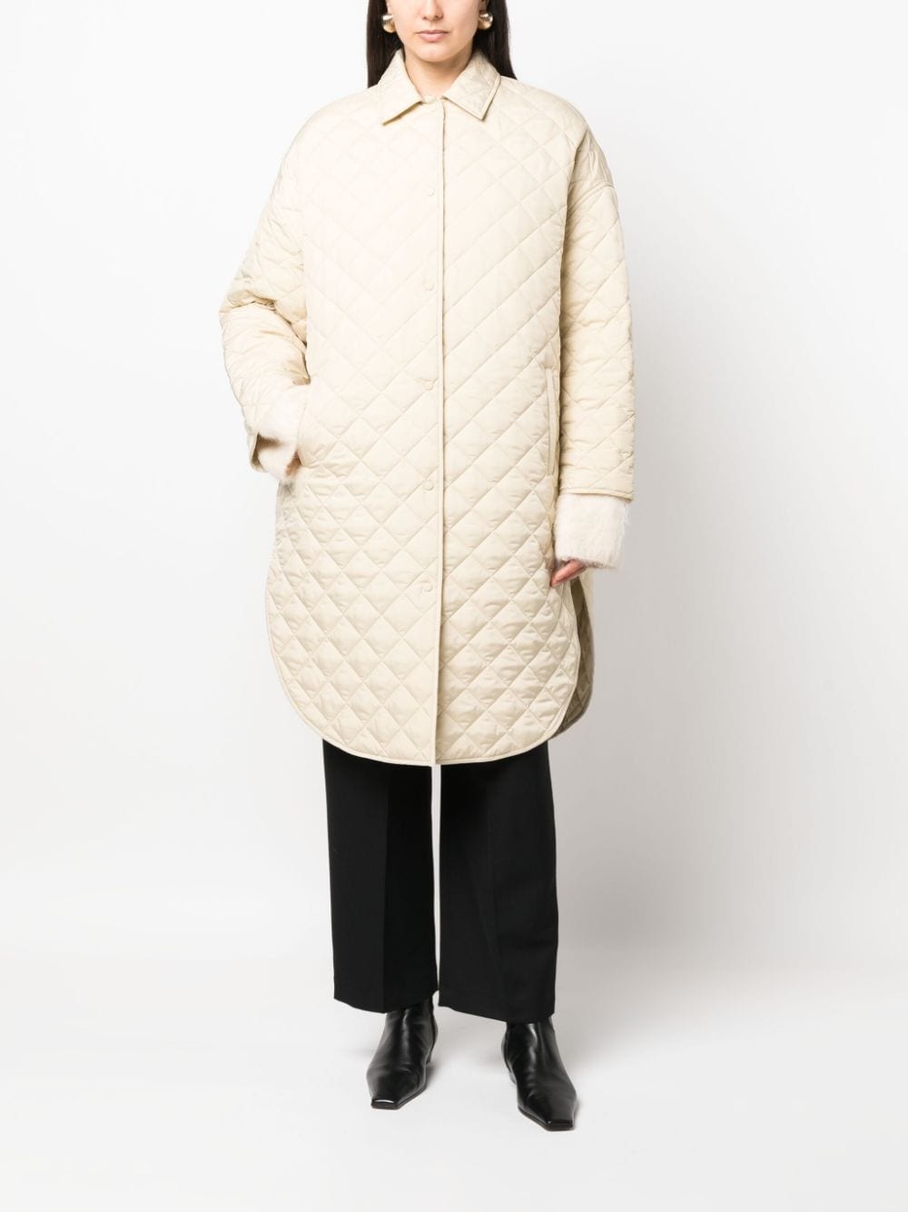 single-breasted quilted coat - 2