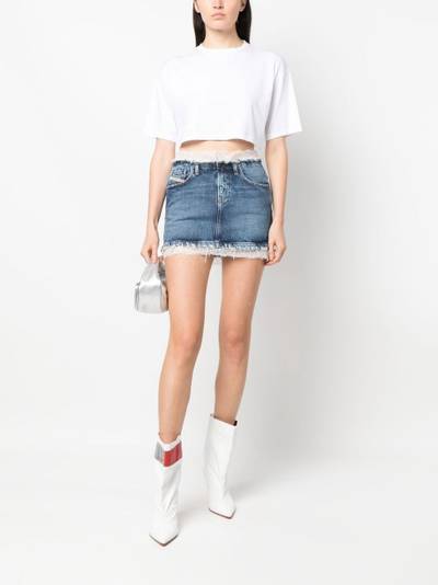 Diesel lace-trim distressed denim mini skirt outlook