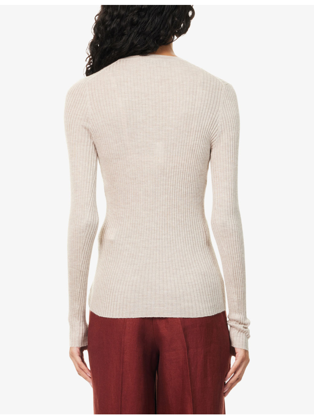 Ribbed Long-Sleeves Cashmere And Silk Top - 4