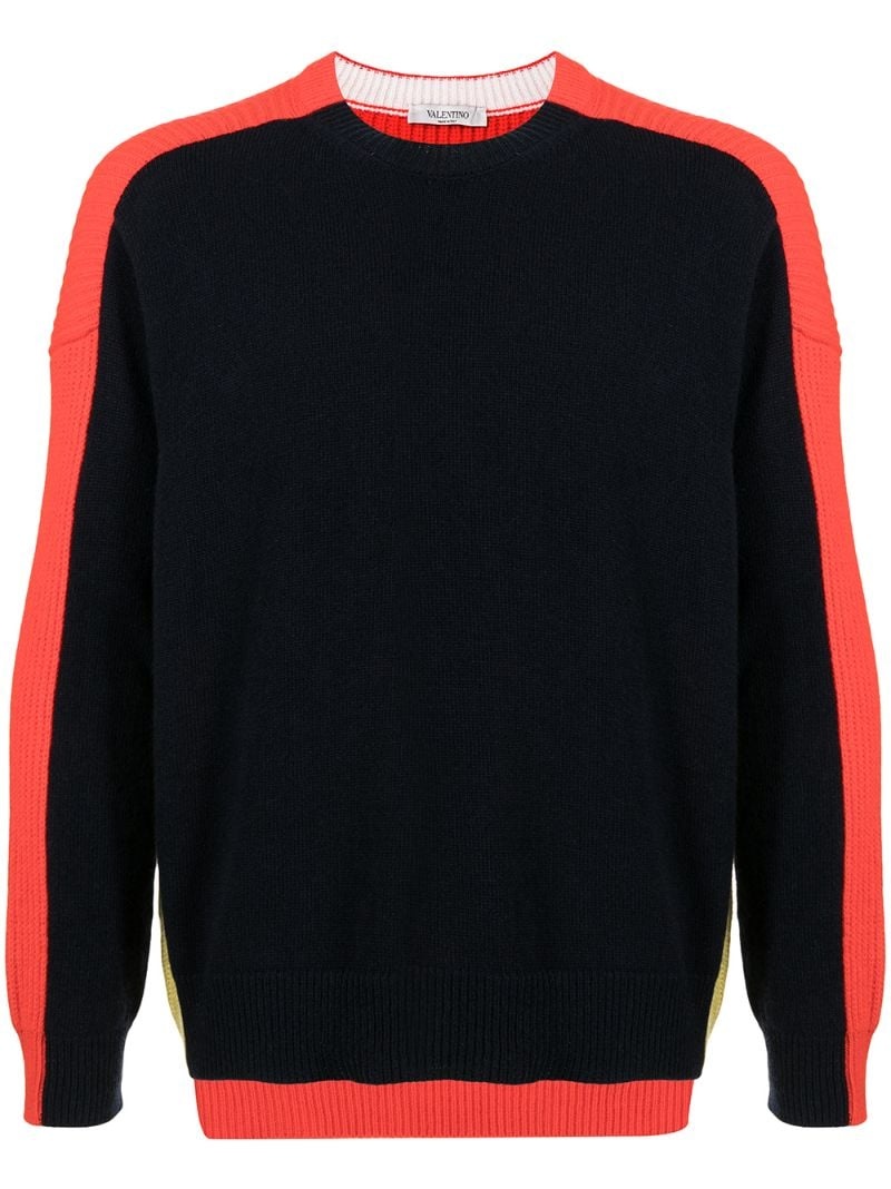 colour-block virgin wool jumper - 1