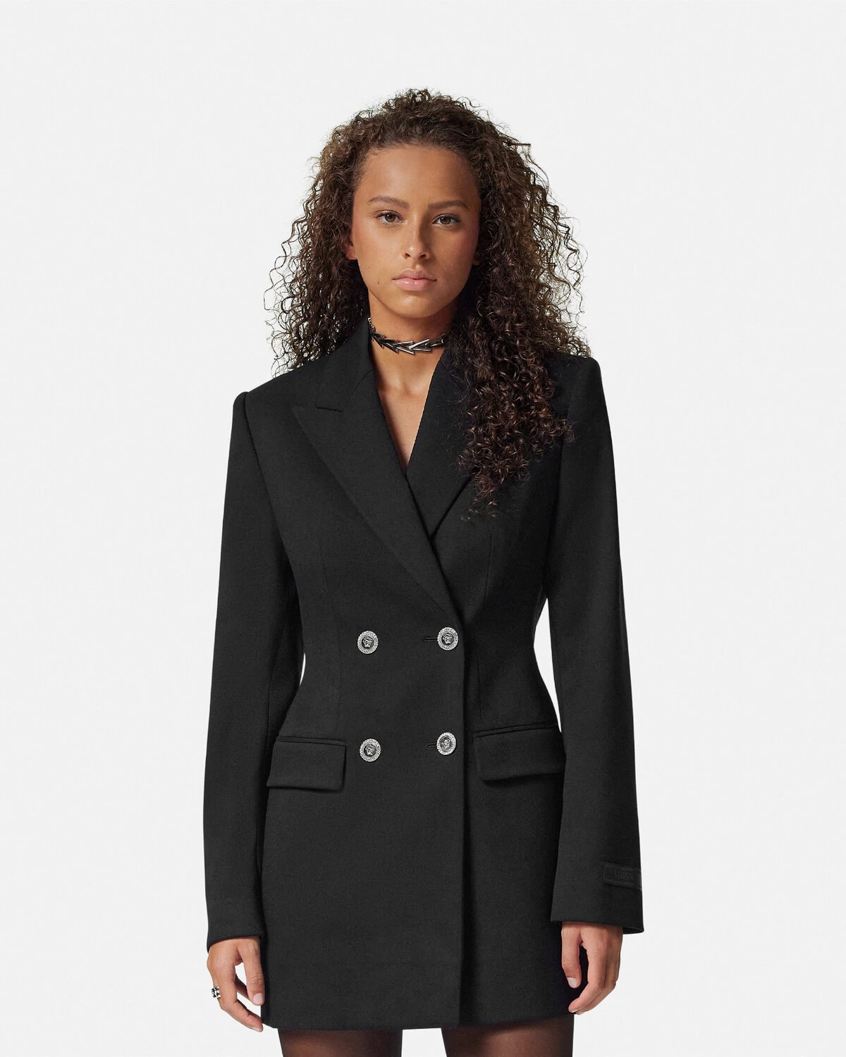 Metal Mesh Wool Blazer Dress - 4