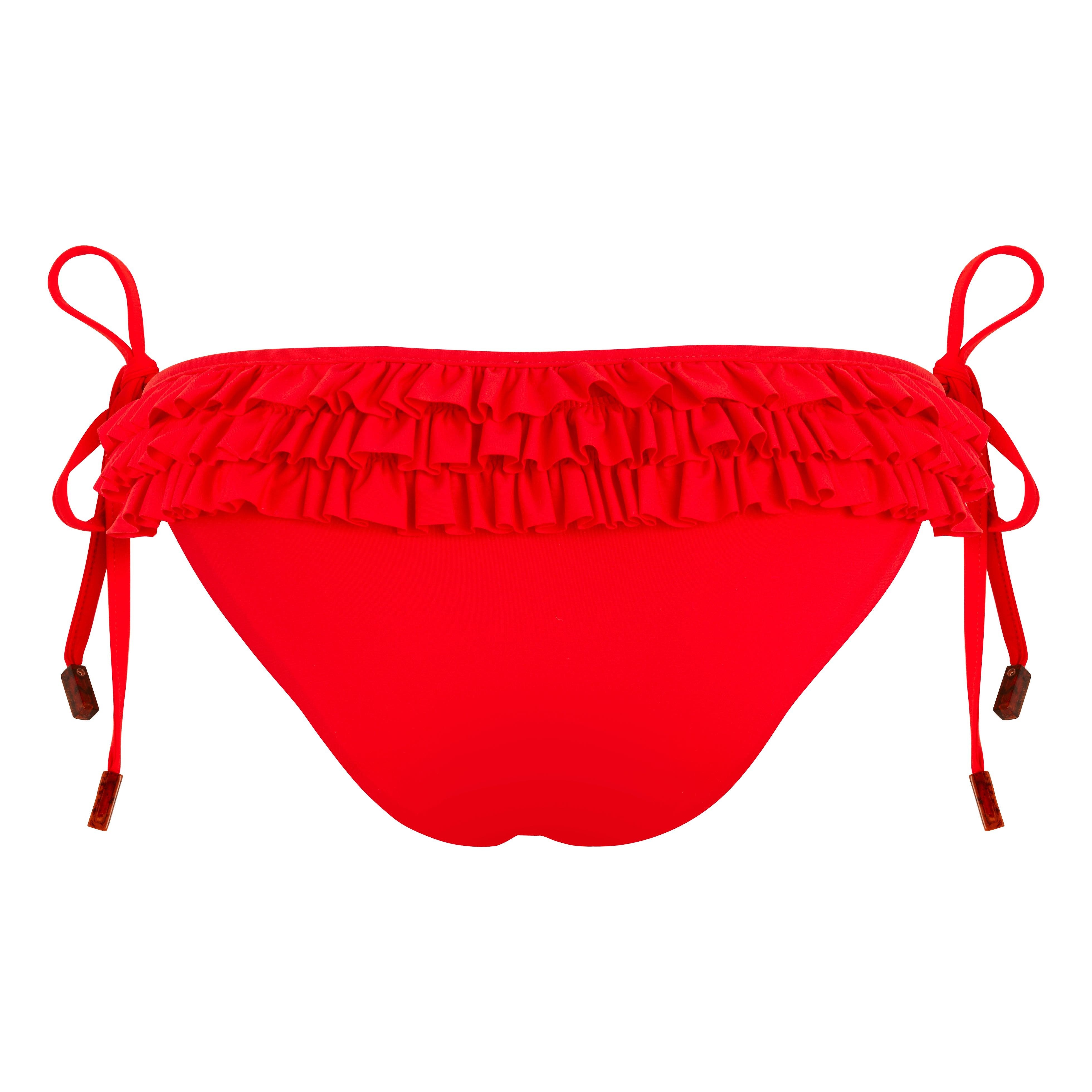 Vilebrequin Women's Solid Side Tie Bikini Bottom With Ruffle in Coquelicot at Nordstrom - 4