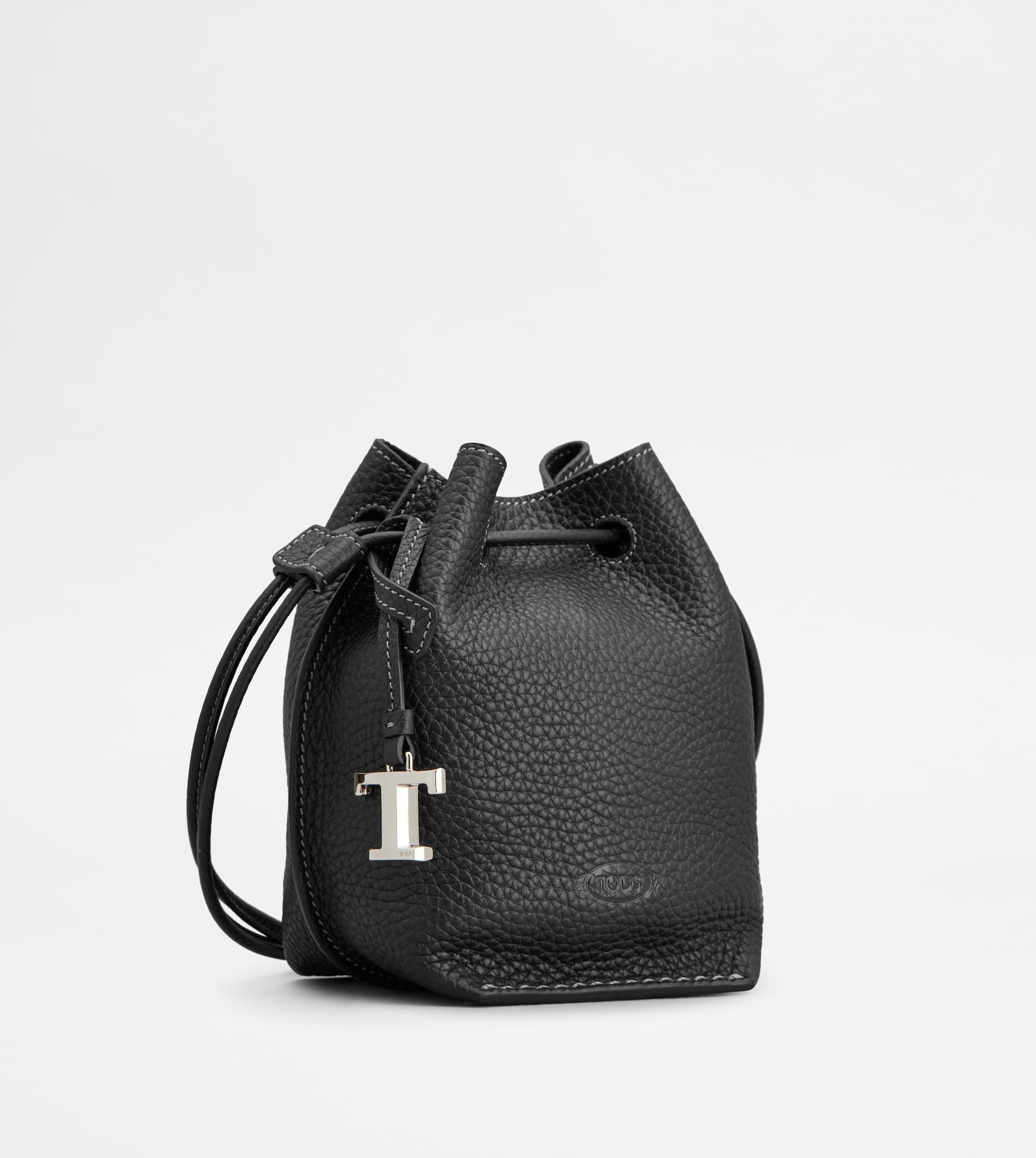 BUCKET BAG IN LEATHER MICRO - BLACK - 2