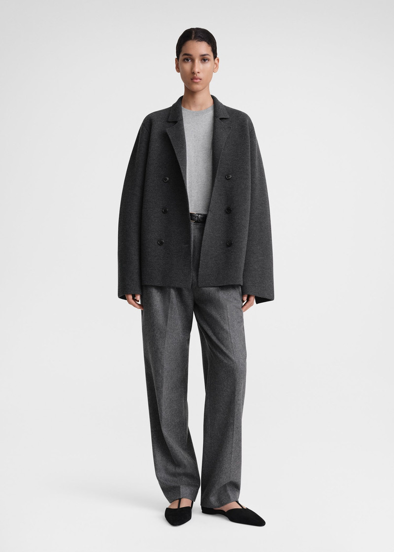Totême Knitted wool blazer dark grey mélange outlook