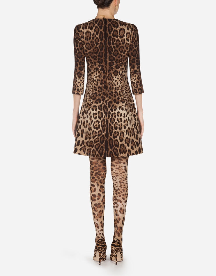 Short leopard print dress in double crêpe - 2