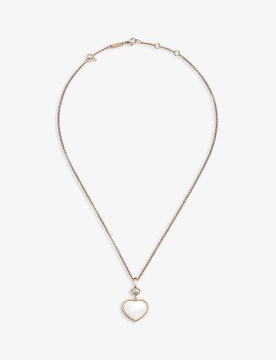 Chopard Happy Hearts 18ct rose-gold, 0.05ct diamond and mother-of-pearl pendant outlook