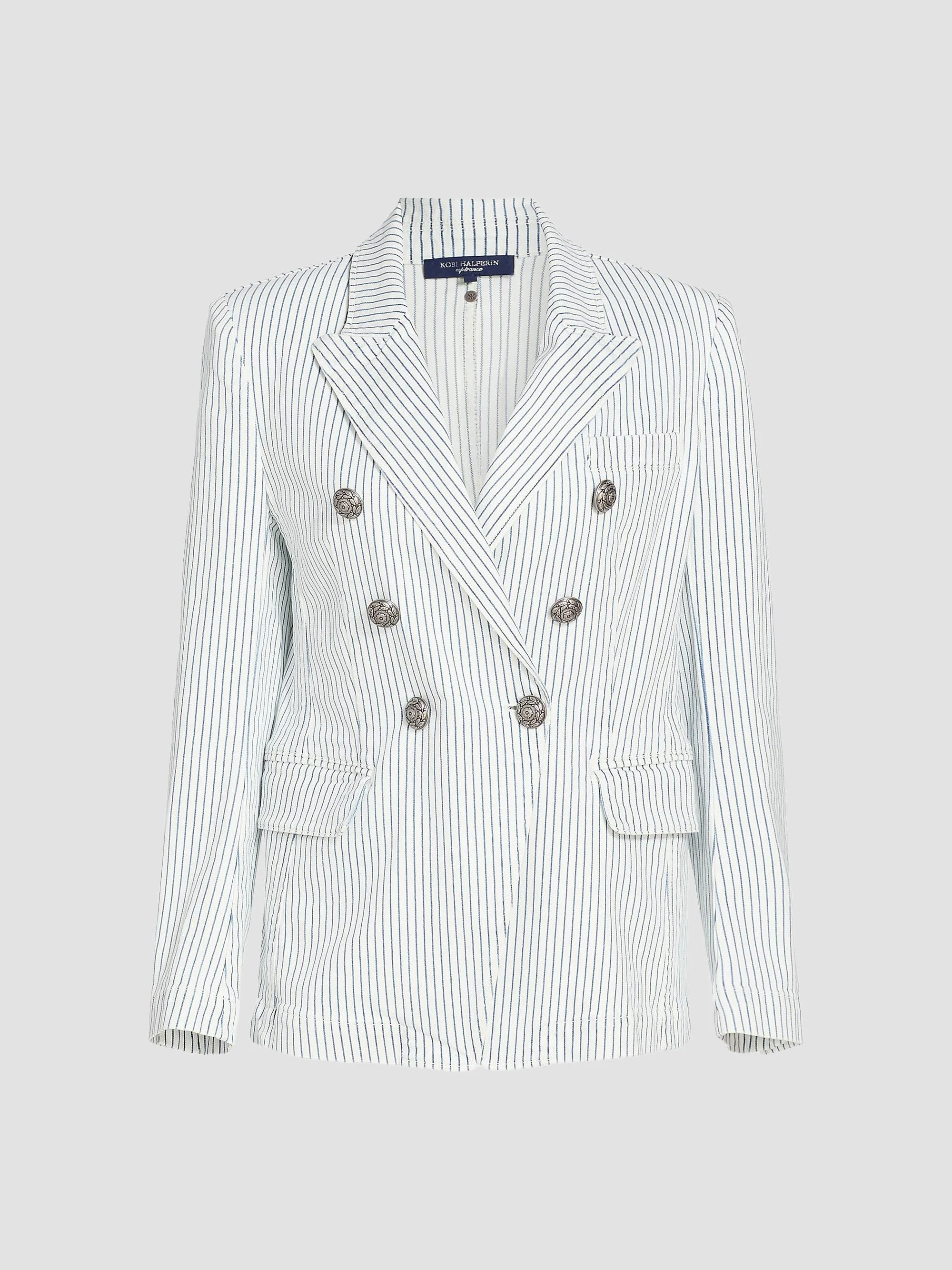 Women's Cera Striped Double-Breasted Jacket - Ivory Multi - 1