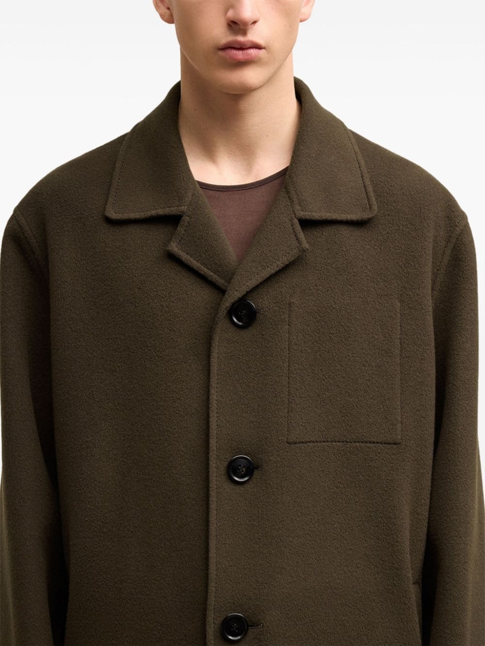 single-breasted felted coat - 6