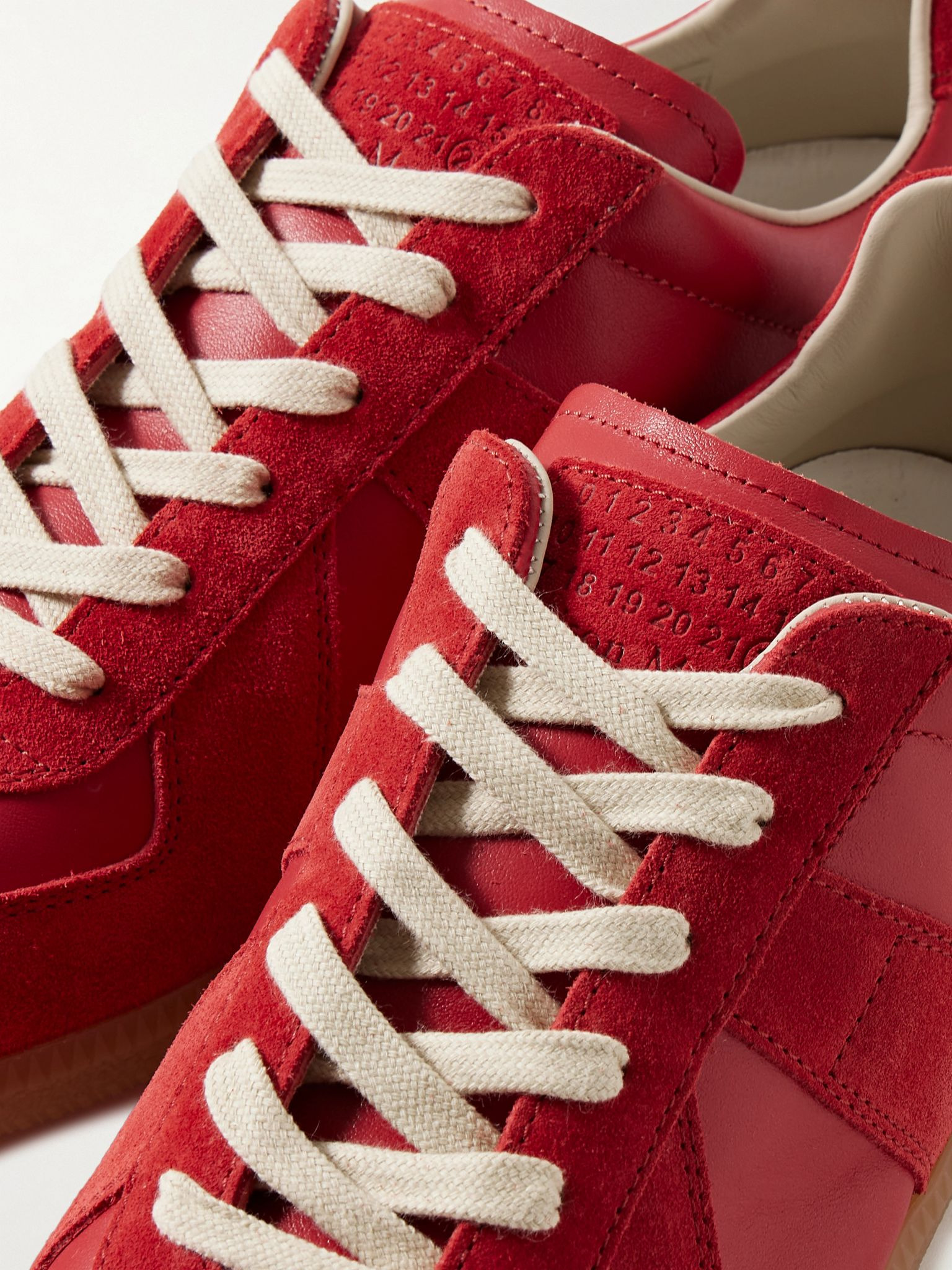 Replica Leather and Suede Sneakers Red - 5