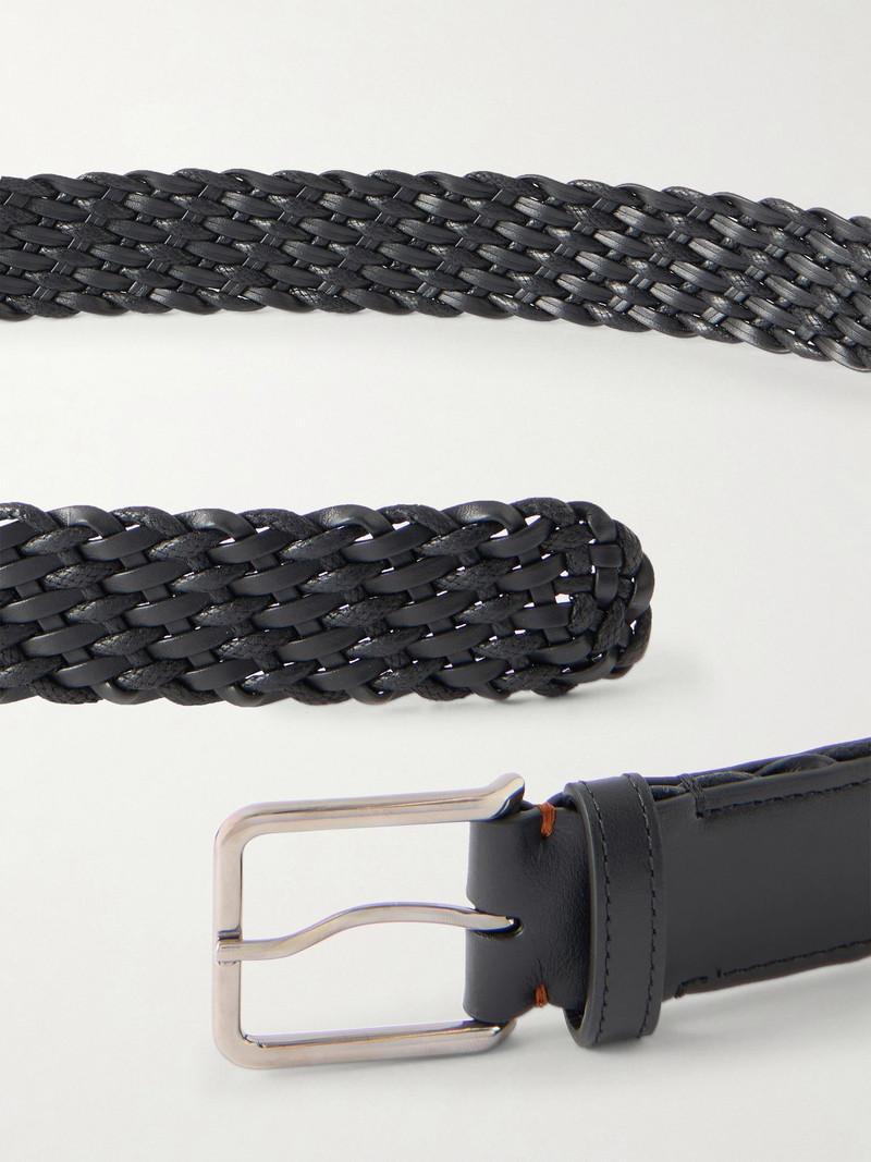 Loro Piana 3cm Braided Leather and Cord Belt Black outlook