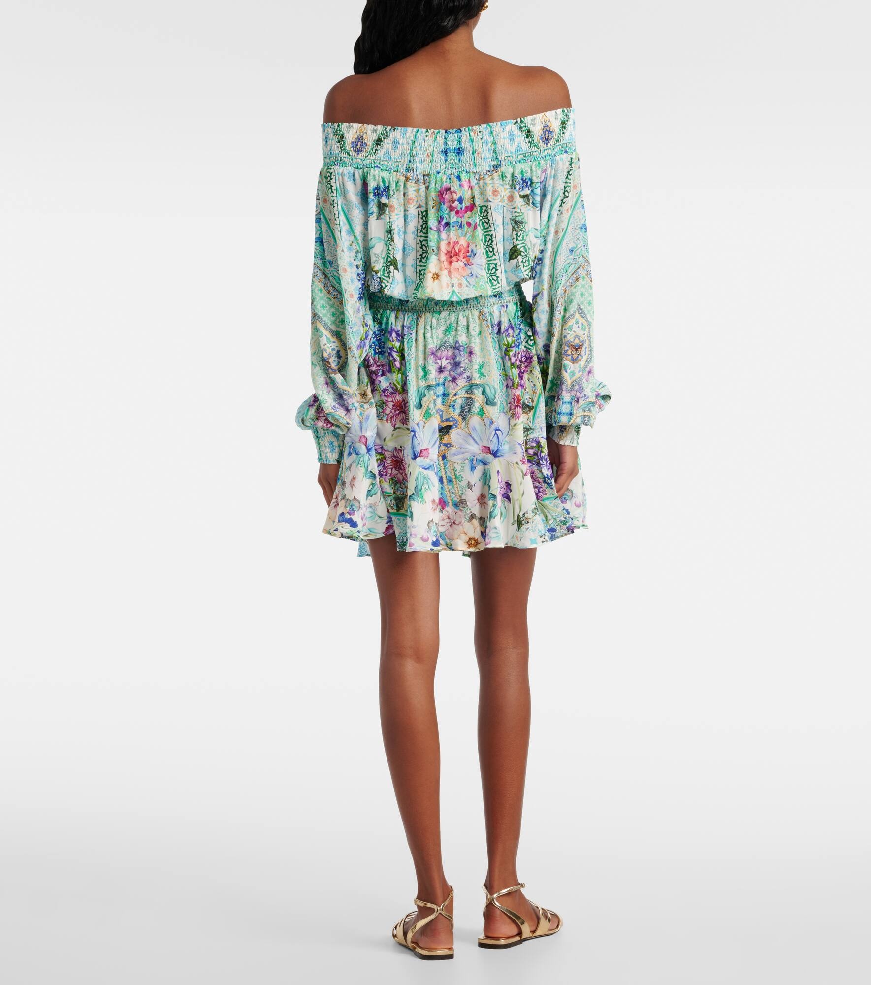 Off-shoulder silk minidress - 3