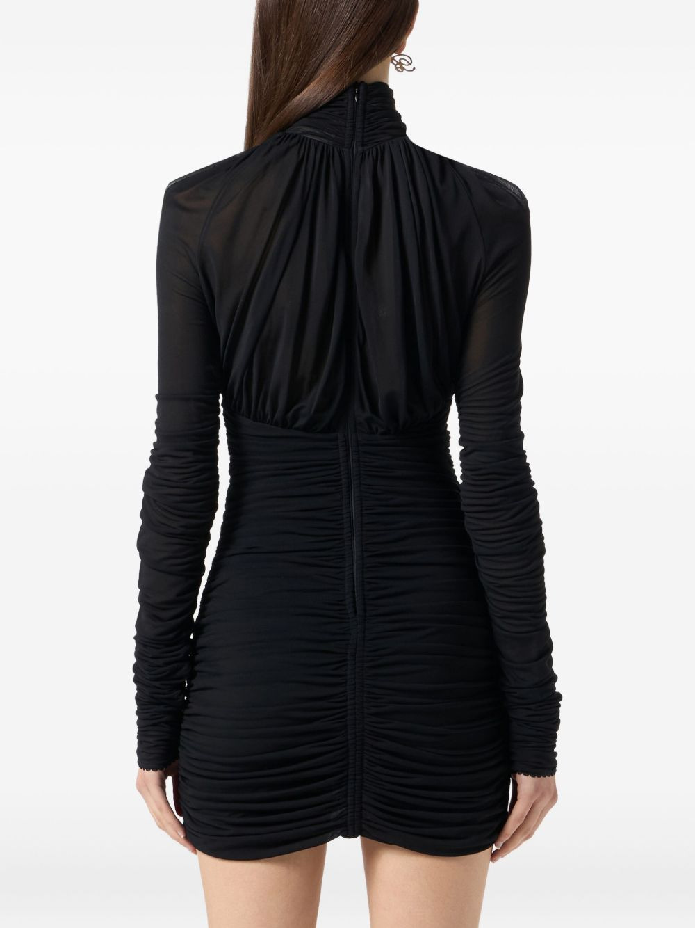 ruched long-sleeve mini dress - 5