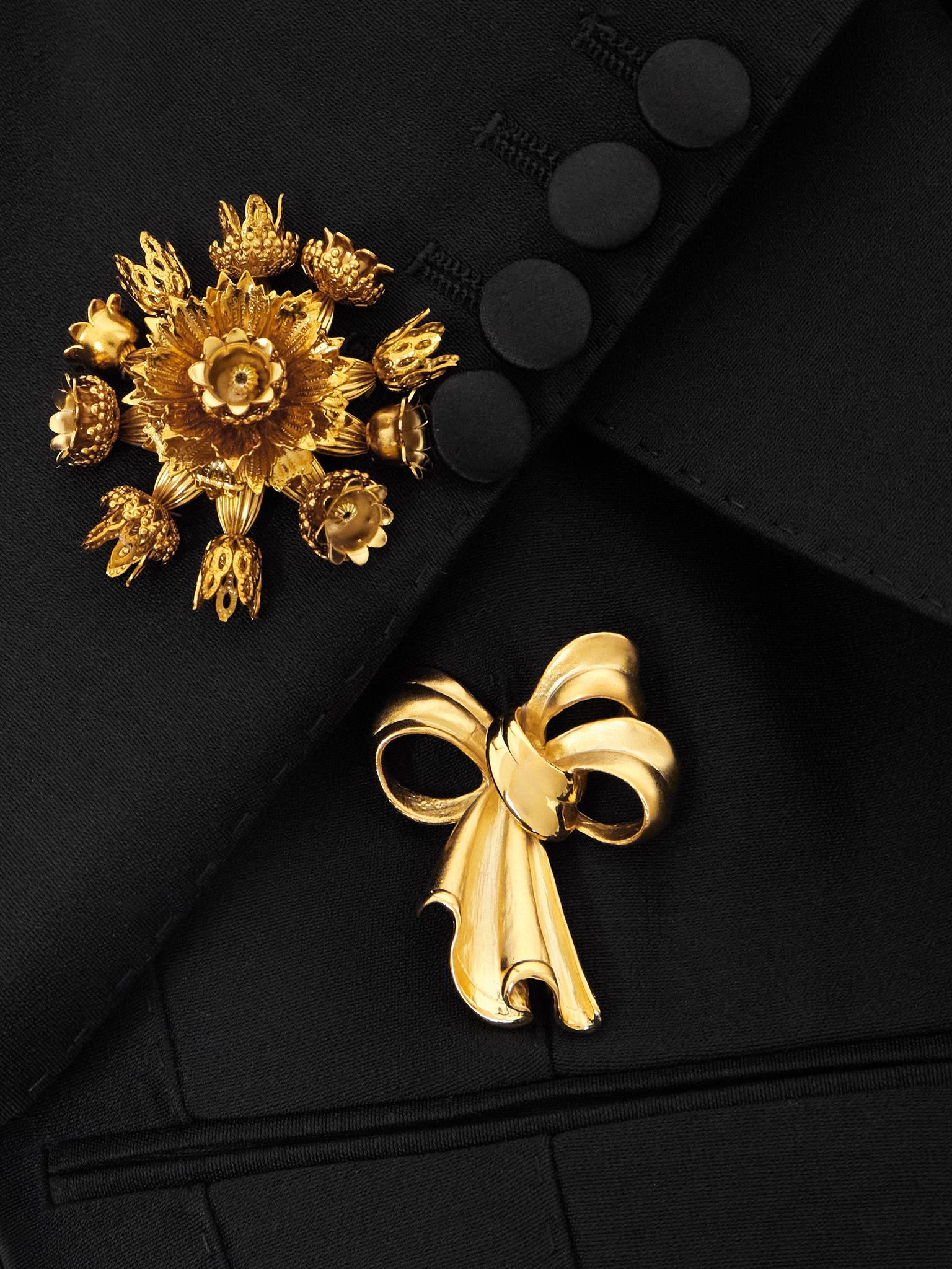 Cropped embellished wool and silk-blend satin blazer Black - 4