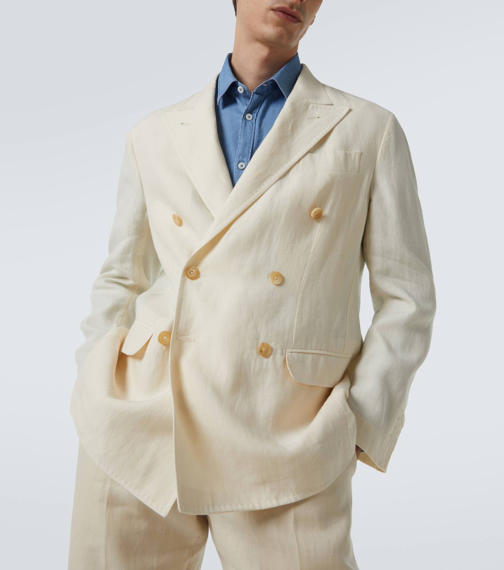 Double-breasted linen blazer - 5