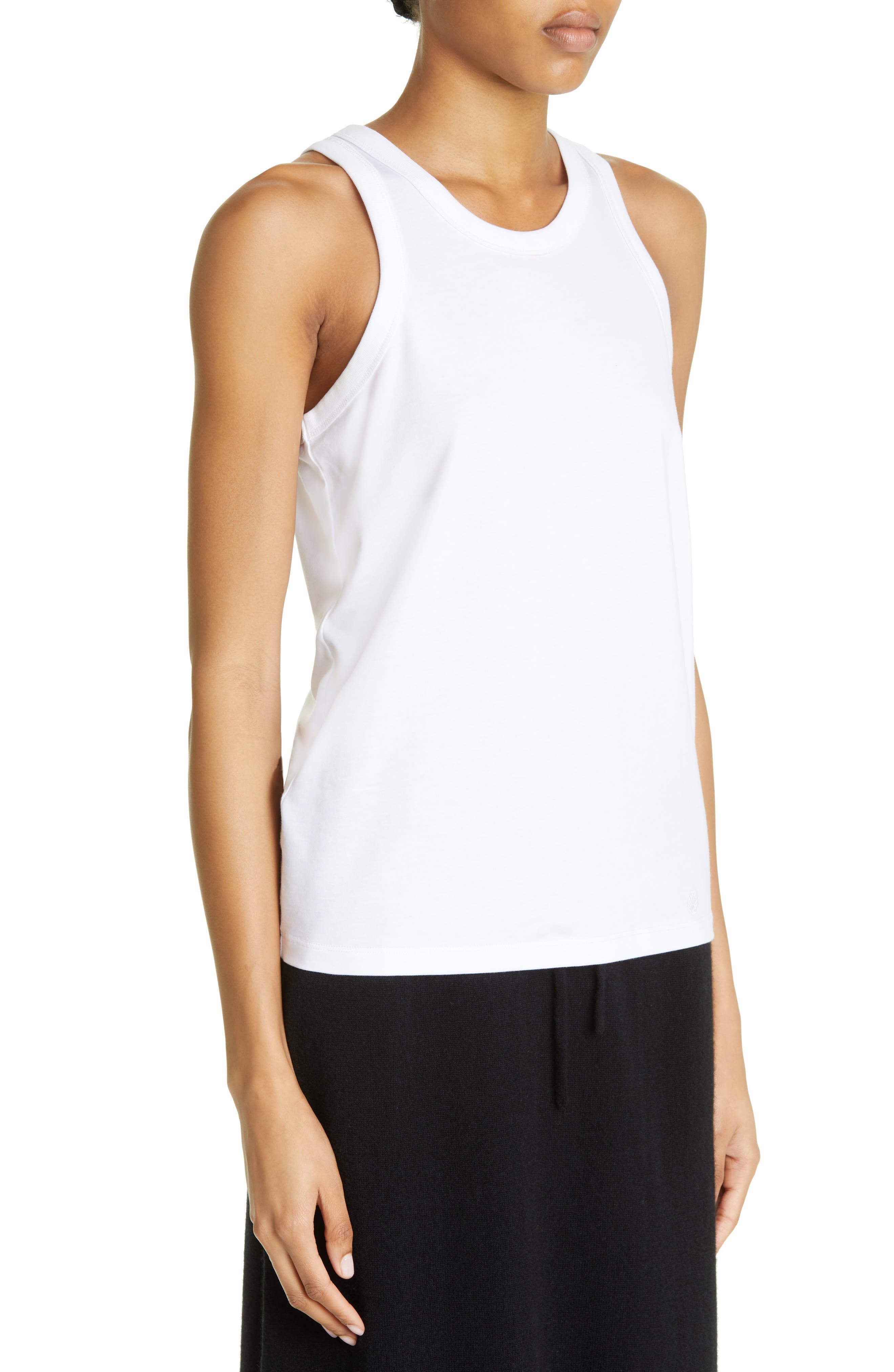 LOULOU DE SAISON Poso Supima® Cotton Tank in White at Nordstrom - 4