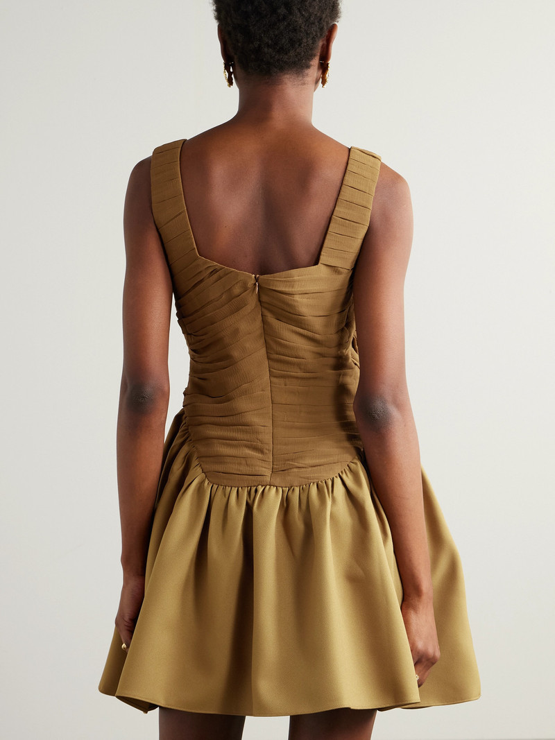 Kaia Ruched Chiffon And Twill Mini Dress 3